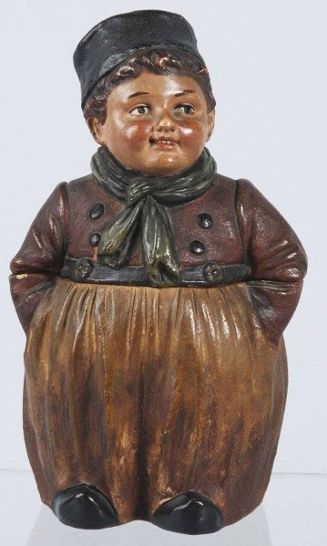 Ceramic Chubby Boy Cigar Humidor.: 1920s. Manufactured by Johann Maresch. Signed. Size: 8" T.