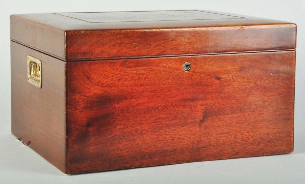 Mahogany & Oak Cigar Humidor.: 1890s. Very nice overall with just a few light scratches. Size: 9" x 15 - 1/4" x 12 - 1/2".