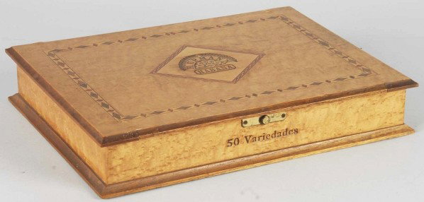 Large Cuban Marquetry Inlaid H. Upmann Humidor.: 1940s. Size: 2 - 1/2" x 13 - 3/4" x 10 - 1/4".
