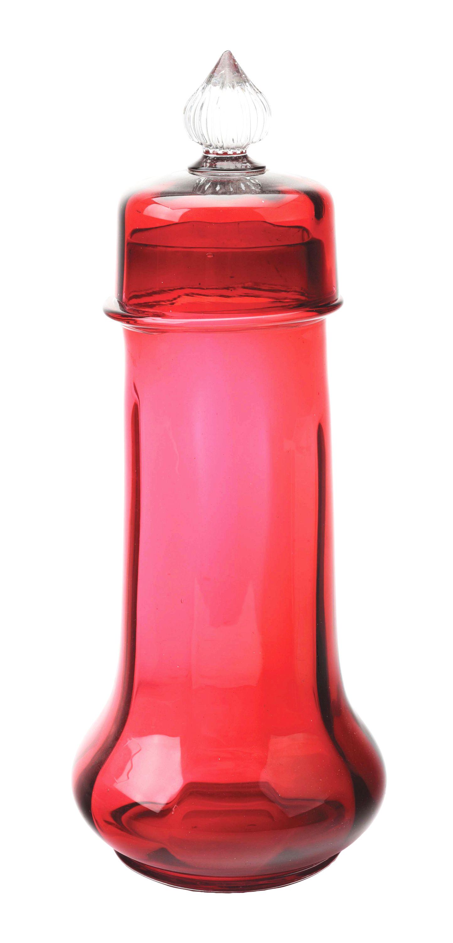 RARE VICTORIAN RUBY RED GLASS STRAW HOLDER. (1 of 6)