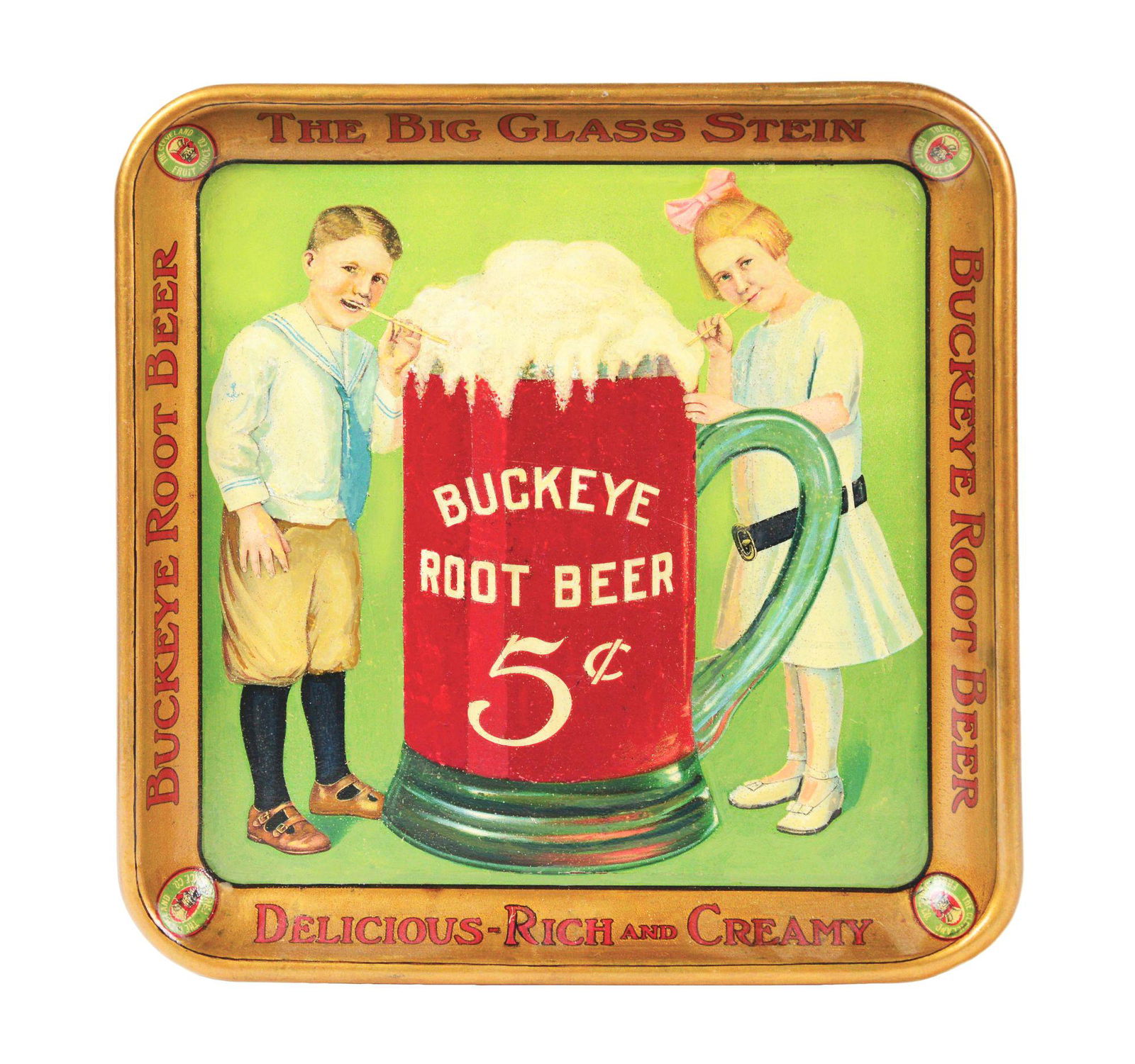 BUCKEYE ROOT BEER TRAY. (1 of 3)