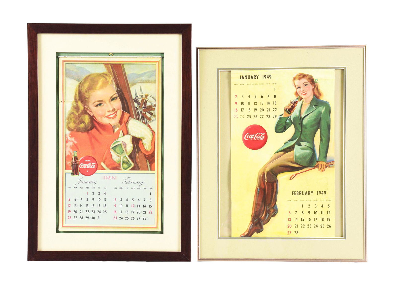 LOT OF 2: COCA-COLA PAPER LITHOGRAPH CALENDARS. (1 of 4)