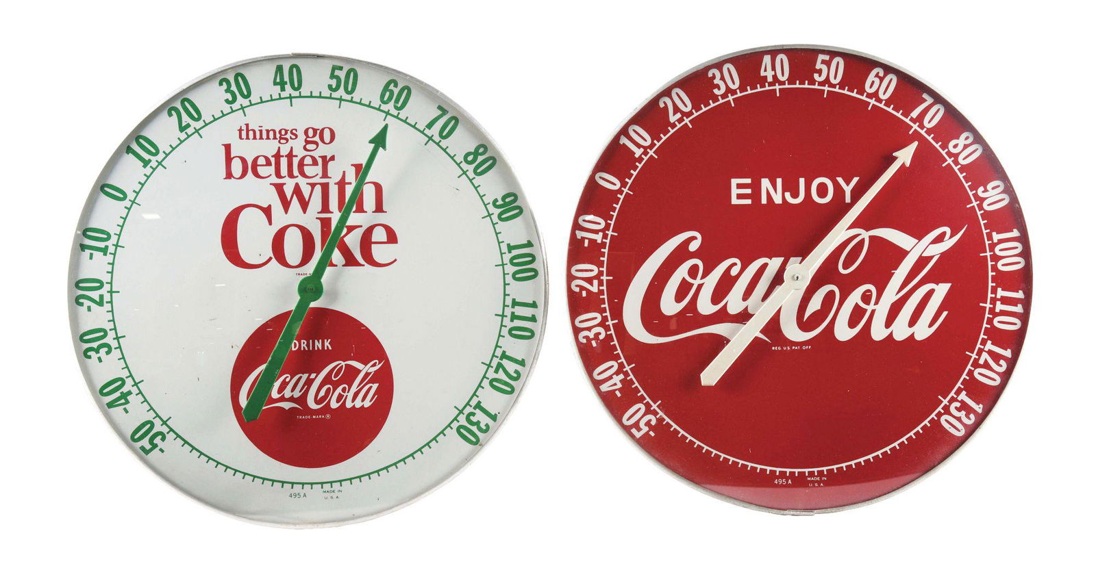 LOT OF 2: COCA-COLA THERMOMETERS. (1 of 2)