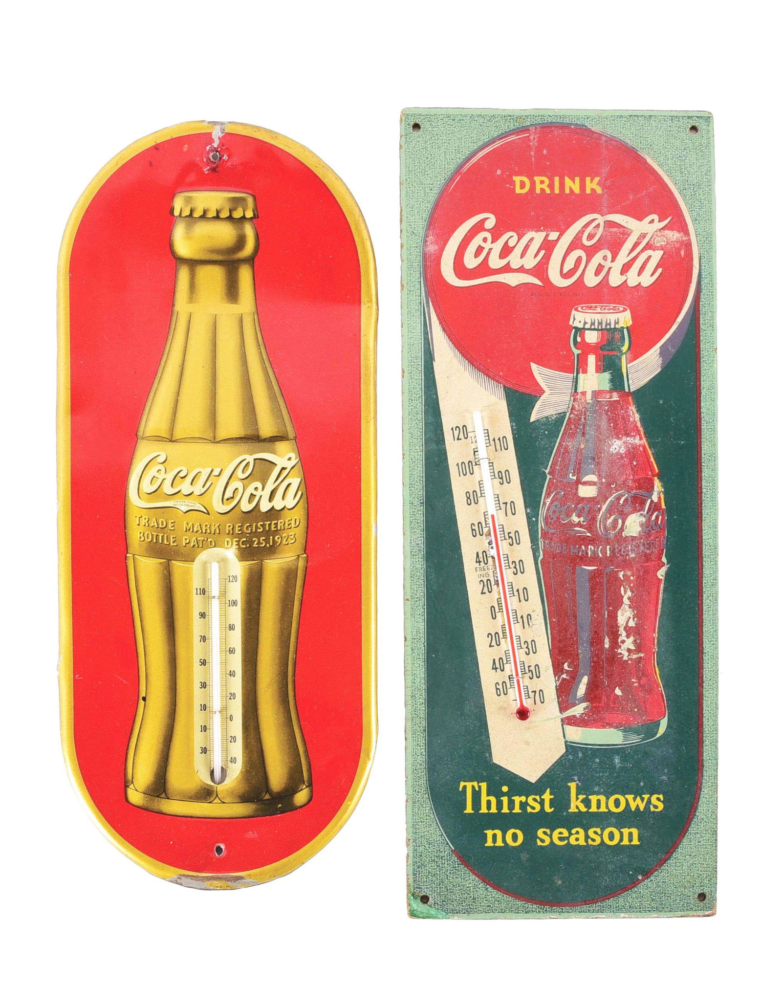 LOT OF 2: COCA-COLA THERMOMETERS. (1 of 2)