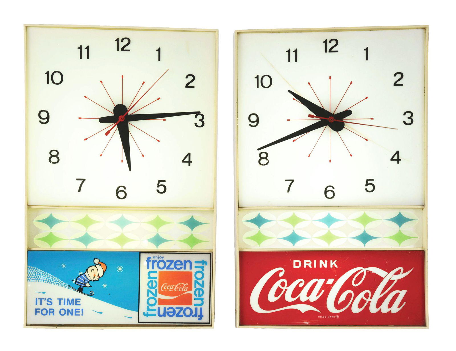 LOT OF 2: COCA-COLA LIGHTED CLOCKS. (1 of 5)