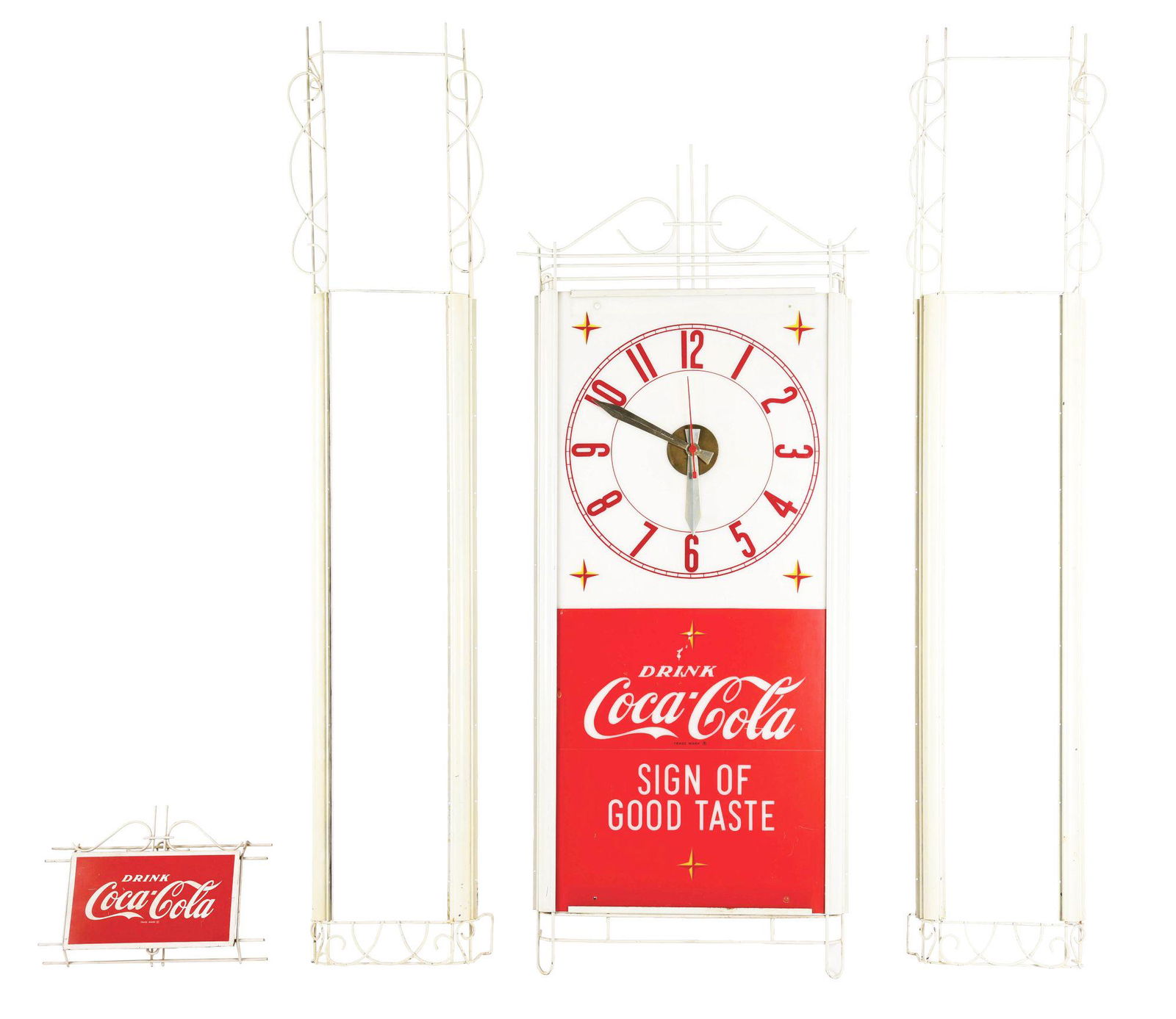 FANTASTIC 1950 COCA-COLA CLOCK WITH SHELF ATTACHMENTS. (1 of 8)