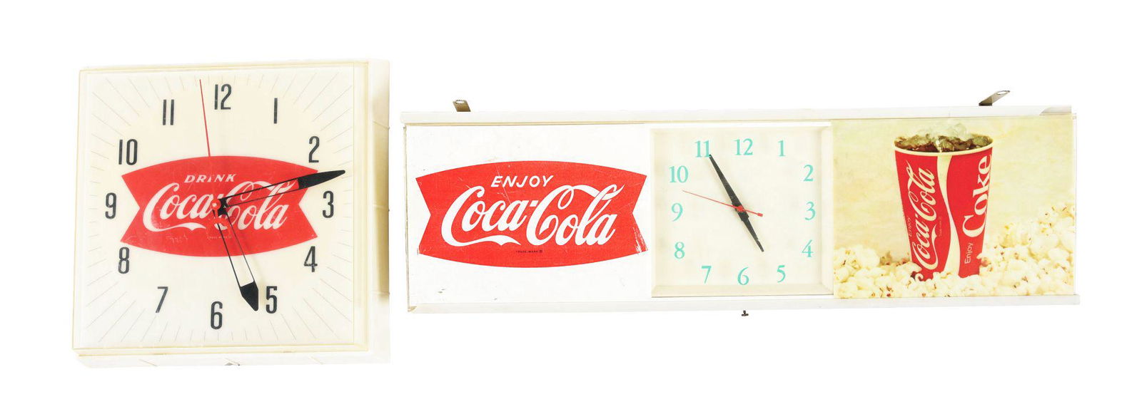 LOT OF 2: COCA-COLA LIGHT-UP CLOCKS. (1 of 3)