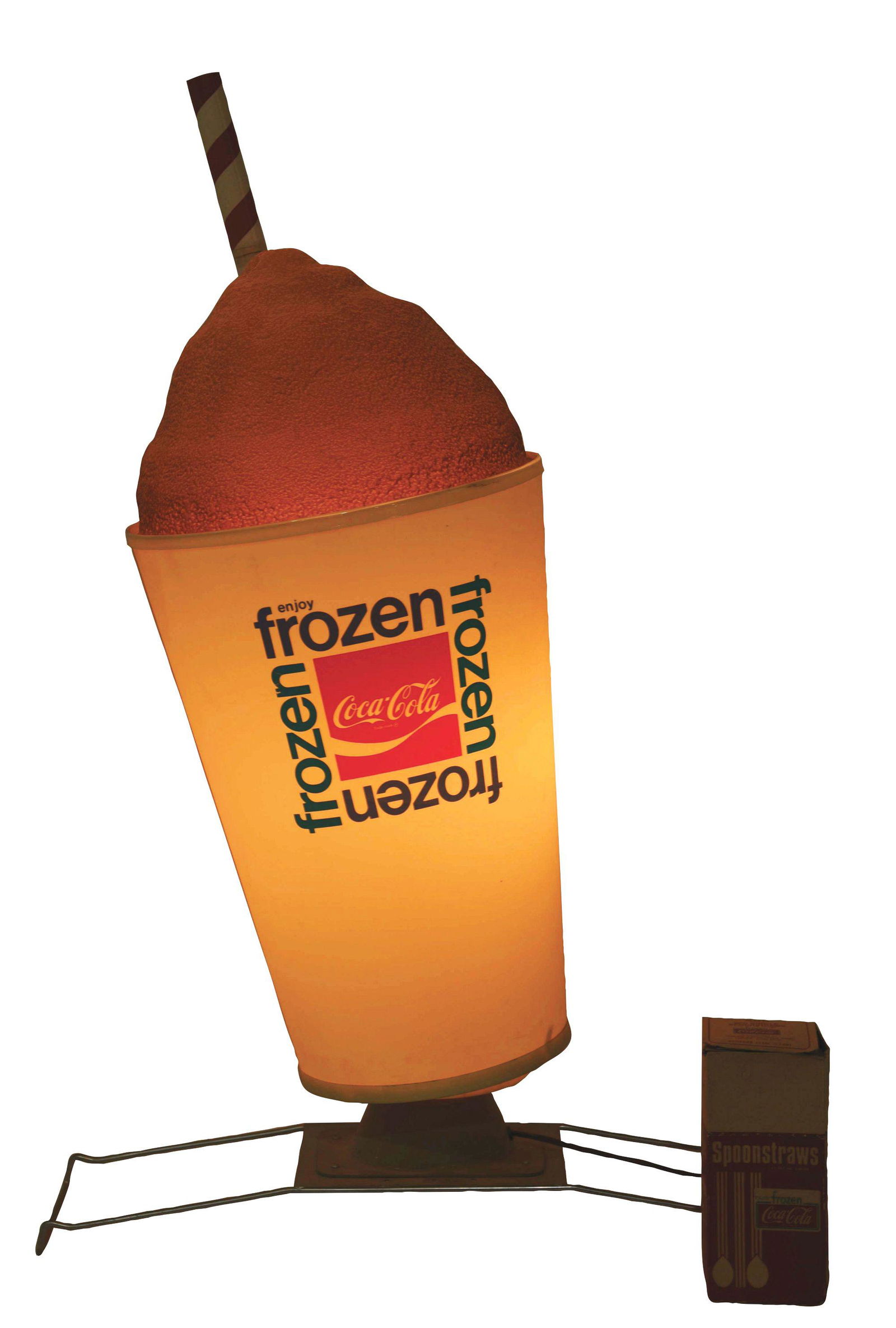 LOT OF 2: FROZEN COKE SIGN AND STRAWS. (1 of 4)