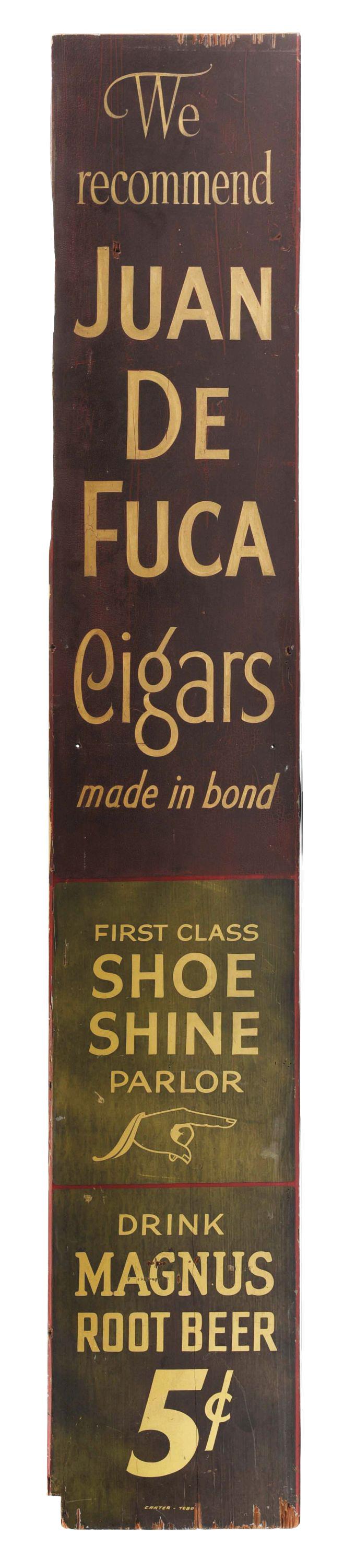 WOODEN HANDPAINTED CIGAR SIGN.
