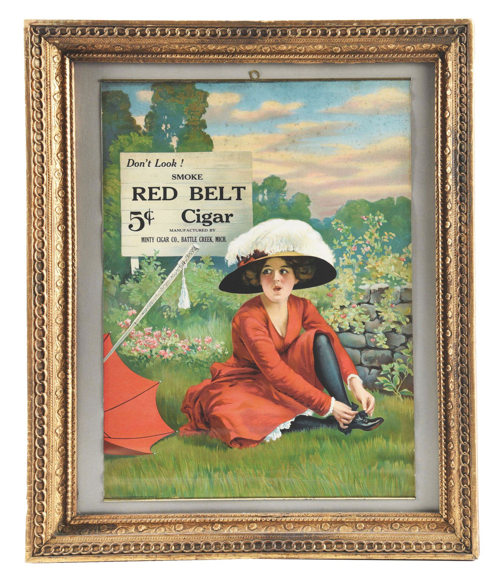 FRAMED RED BELT CIGAR AD. (1 of 4)
