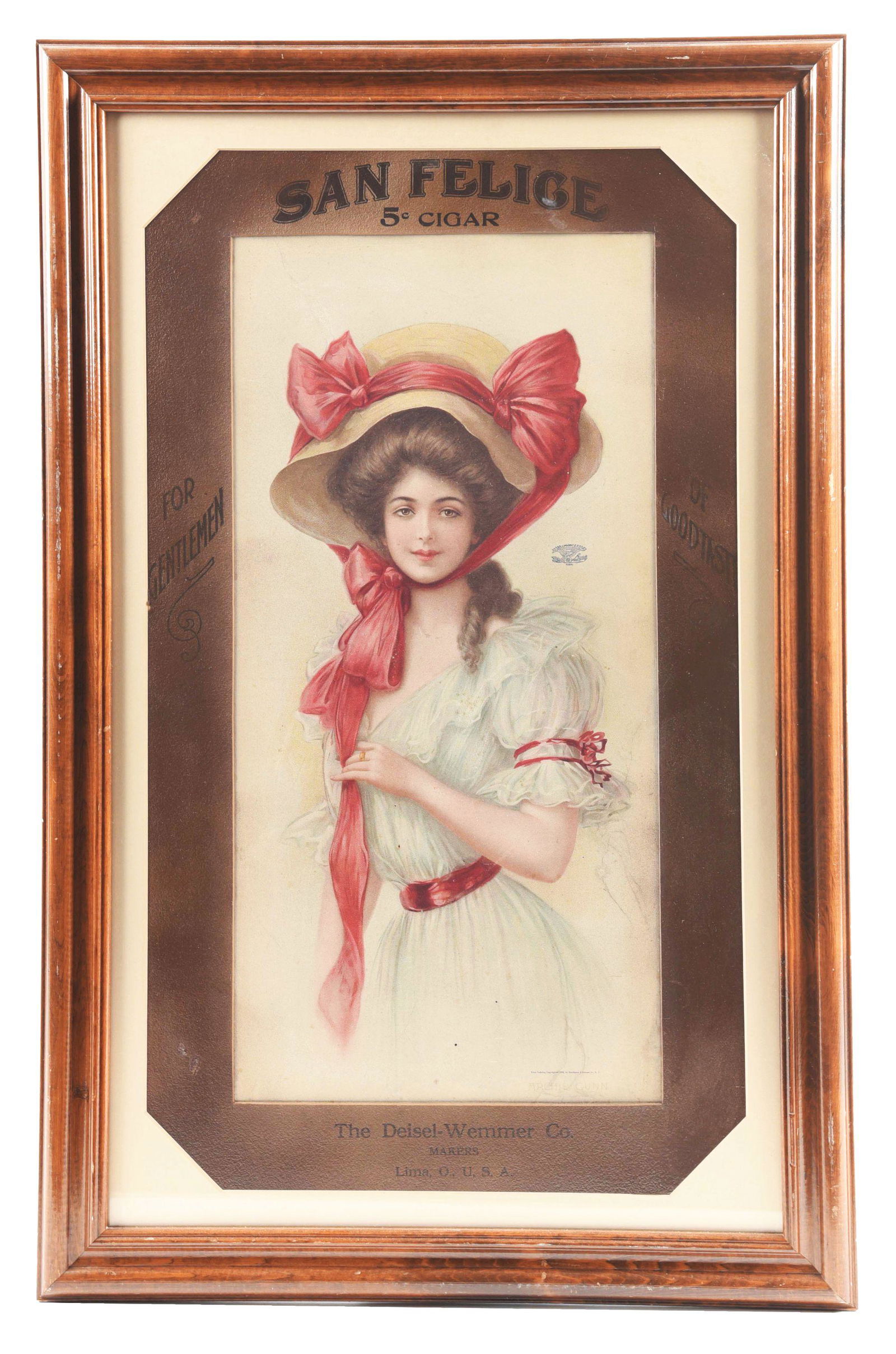 SAN FELIGE FRAMED CIGARS SIGN. (1 of 4)