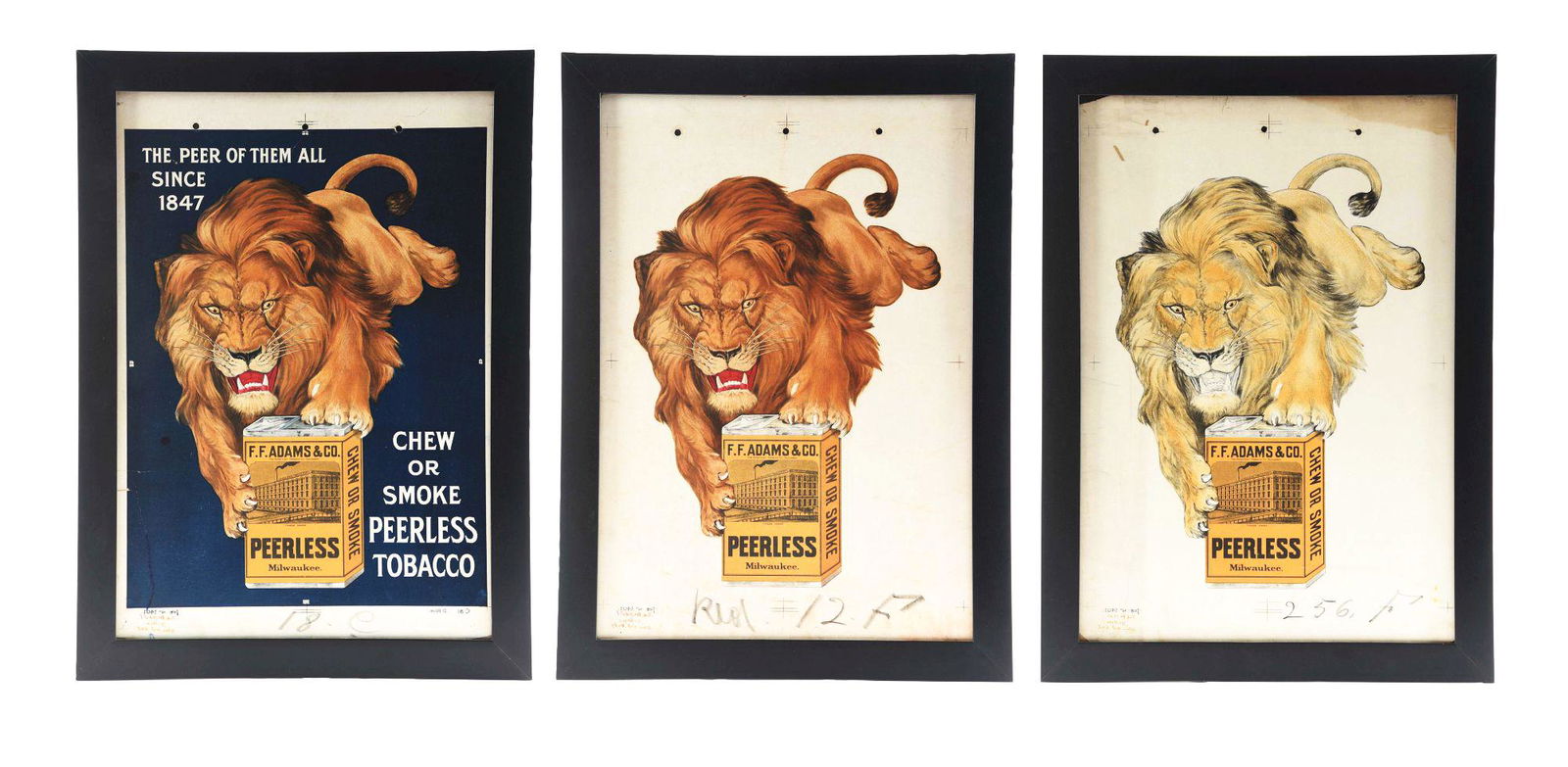 LOT OF 3: PEERLESS TOBACCO ADVERTISEMENTS. (1 of 17)