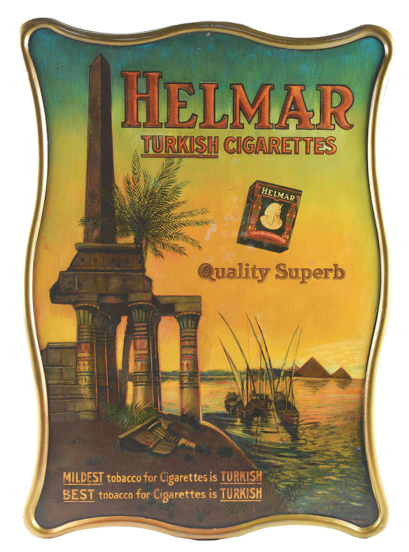 SELF FRAMED HELMAR TURKISH CIGARETTES AD. (1 of 2)