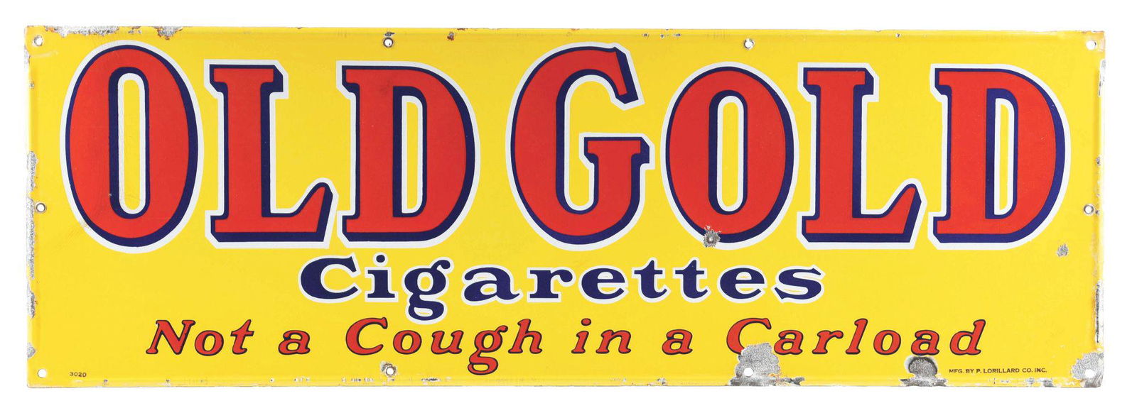 SINGLE SIDED PORCELAIN OLD GOLD CIGARETTES SIGN. (1 of 3)