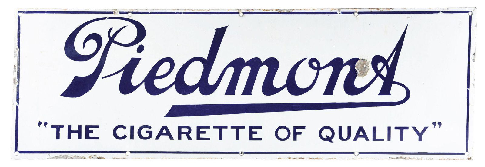 PORCELAIN PIEDMONT "THE CIGARETTE OF QUALITY" SIGN. (1 of 3)