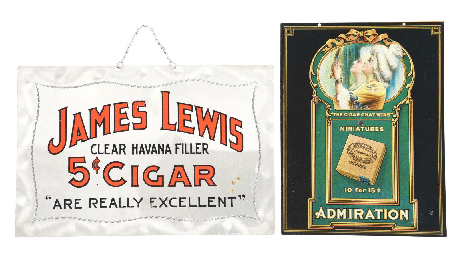 LOT OF 2: CIGAR ADVERTISING SIGN.