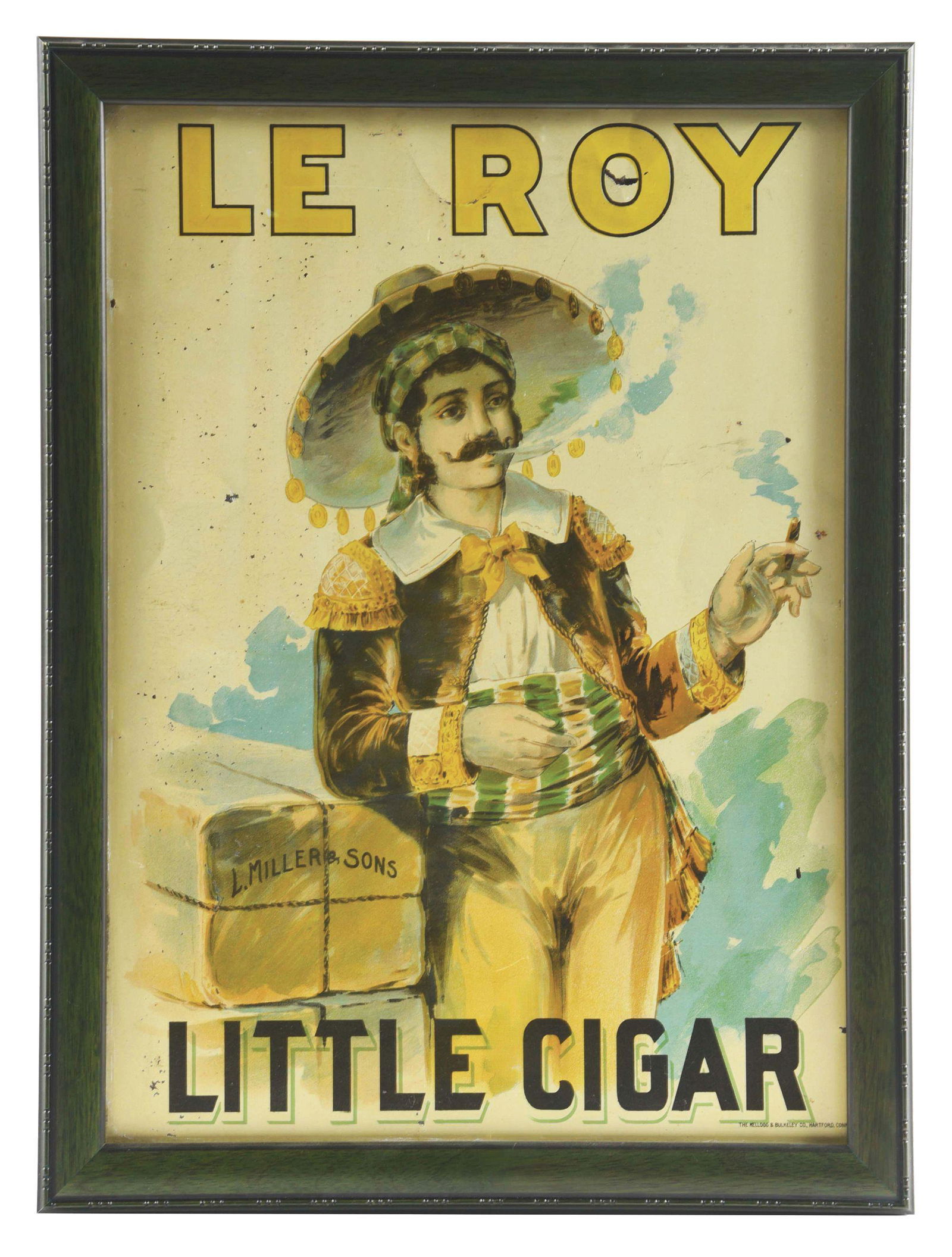 LE ROY LITTLE CIGARS TIN PAINTED SIGN. (1 of 4)