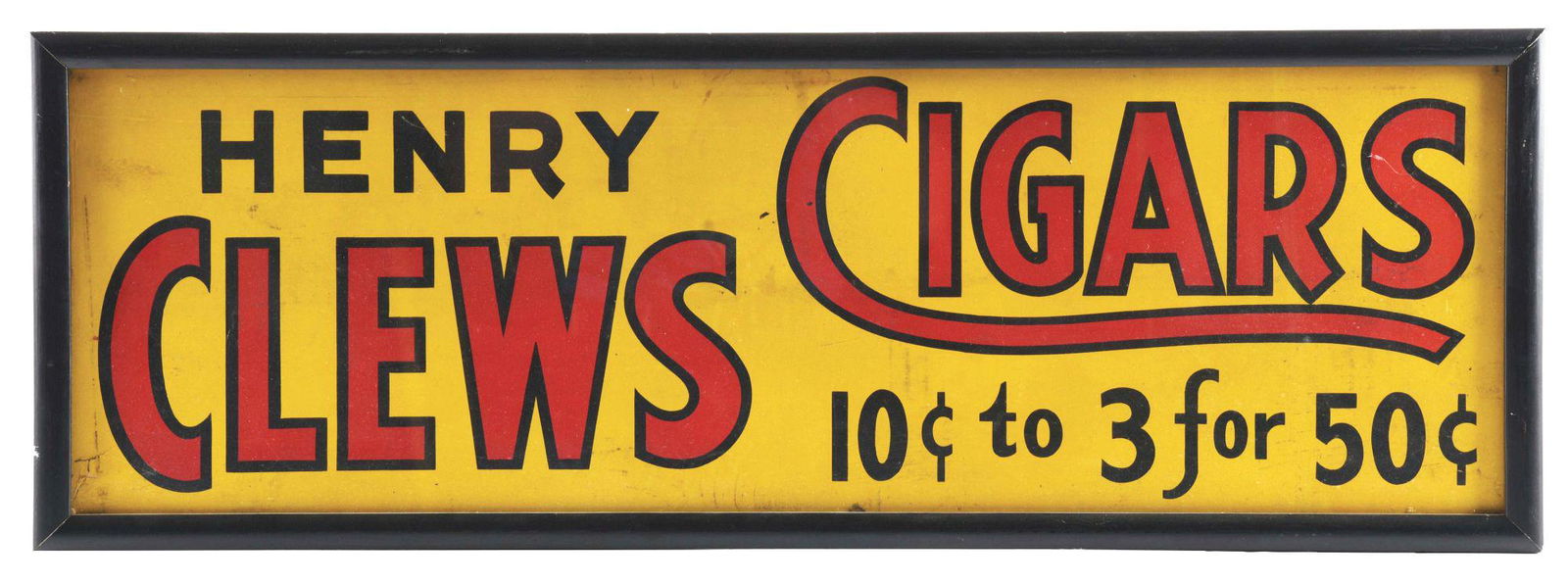 FRAMED HENRY CLEWS CIGARS AD. (1 of 2)