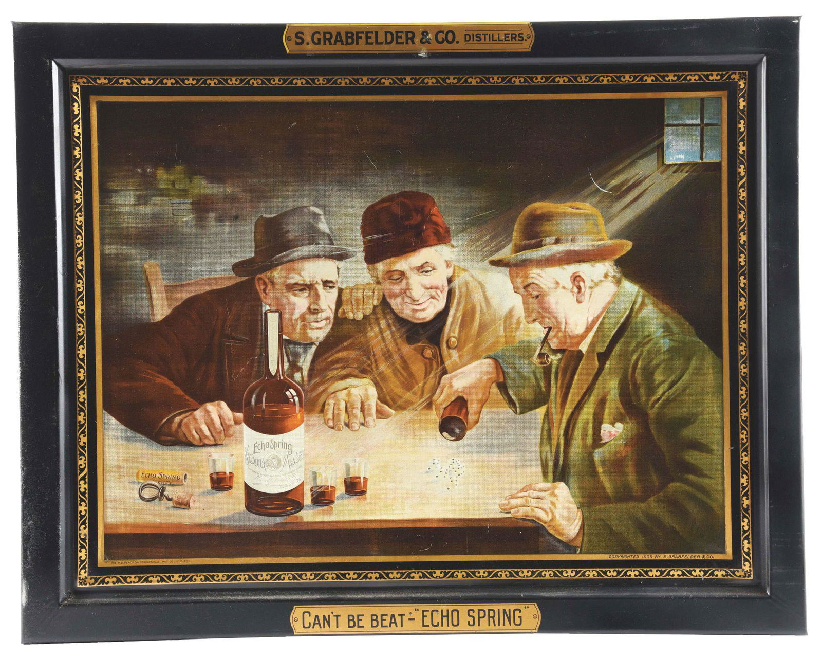 FRAMED S. GRABFELDER & CO CAN'T BEAT "ECHO SPRING" SIGN. (1 of 4)