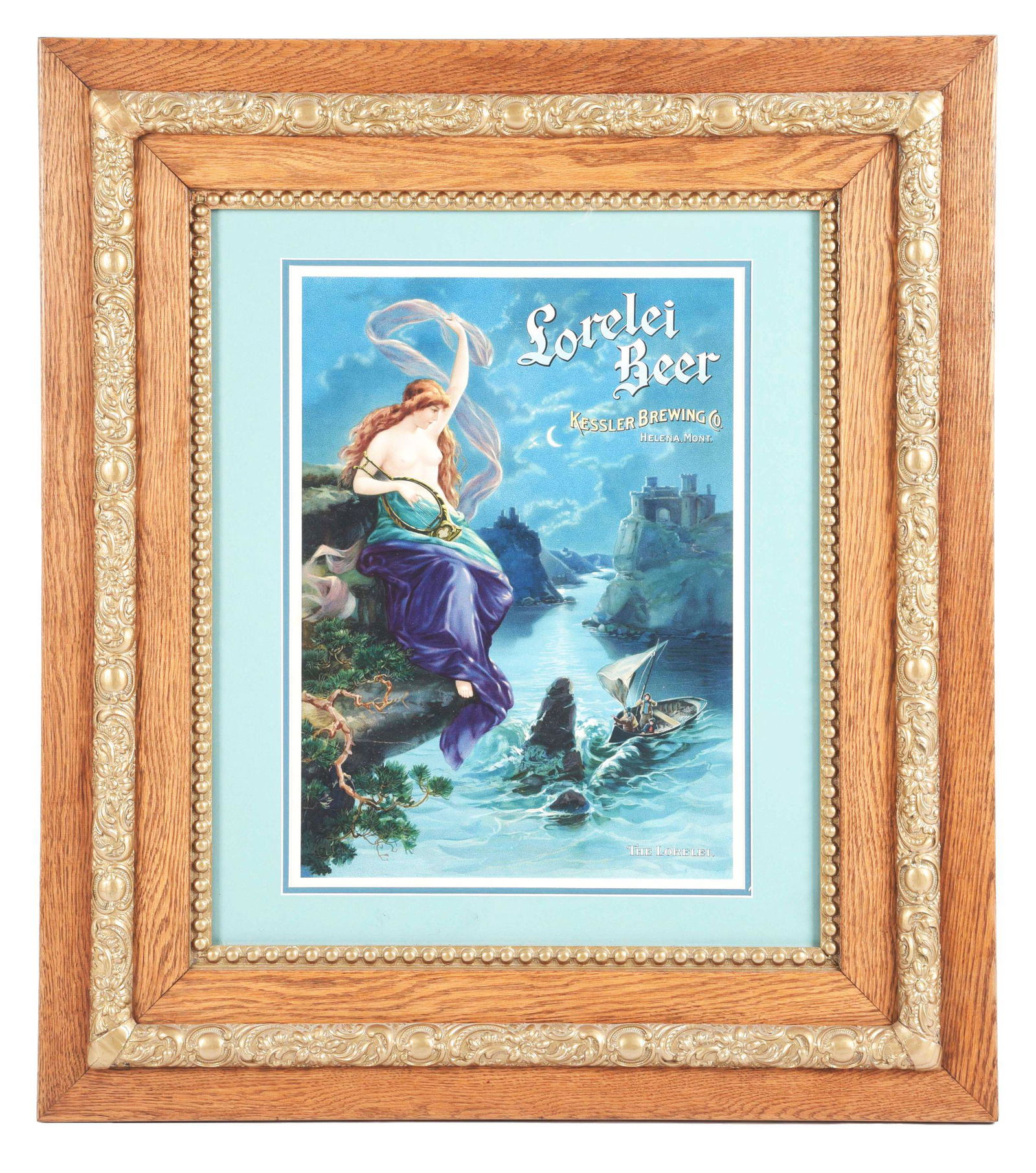 LORELEI BEER FRAMED ADVERTISING SIGN. (1 of 3)