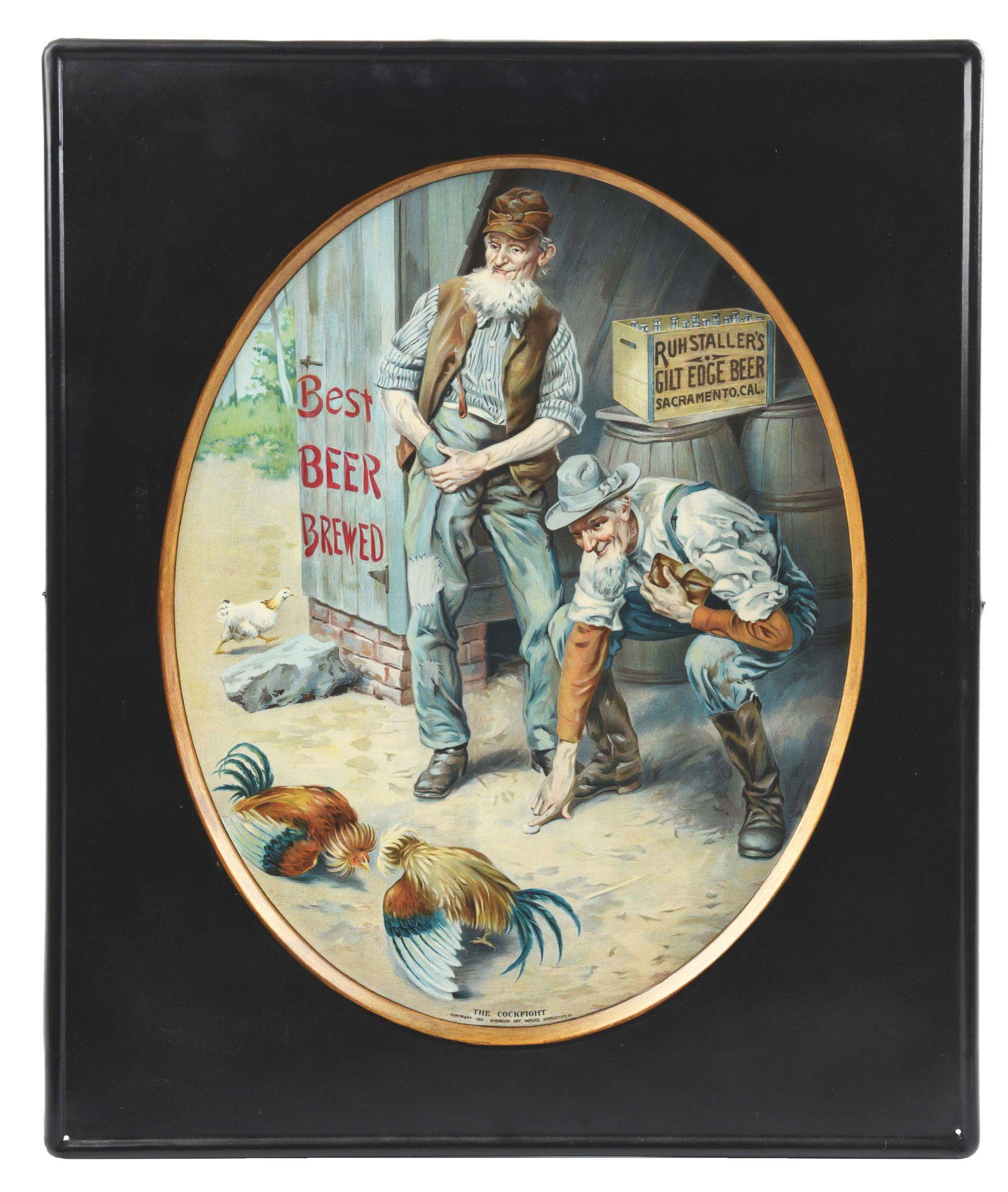 RUHSTALLER'S BEER SELF FRAMED TIN ADVERTISING SIGN. (1 of 4)