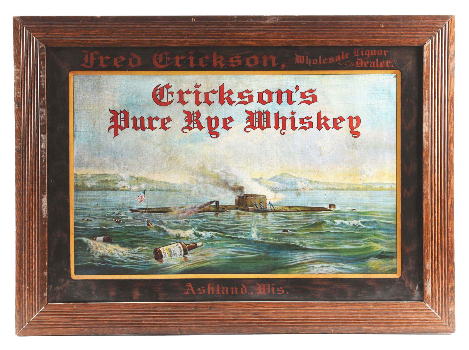 FRAMED ERICKSON'S PURE RYE WHISKEY AD. (1 of 4)