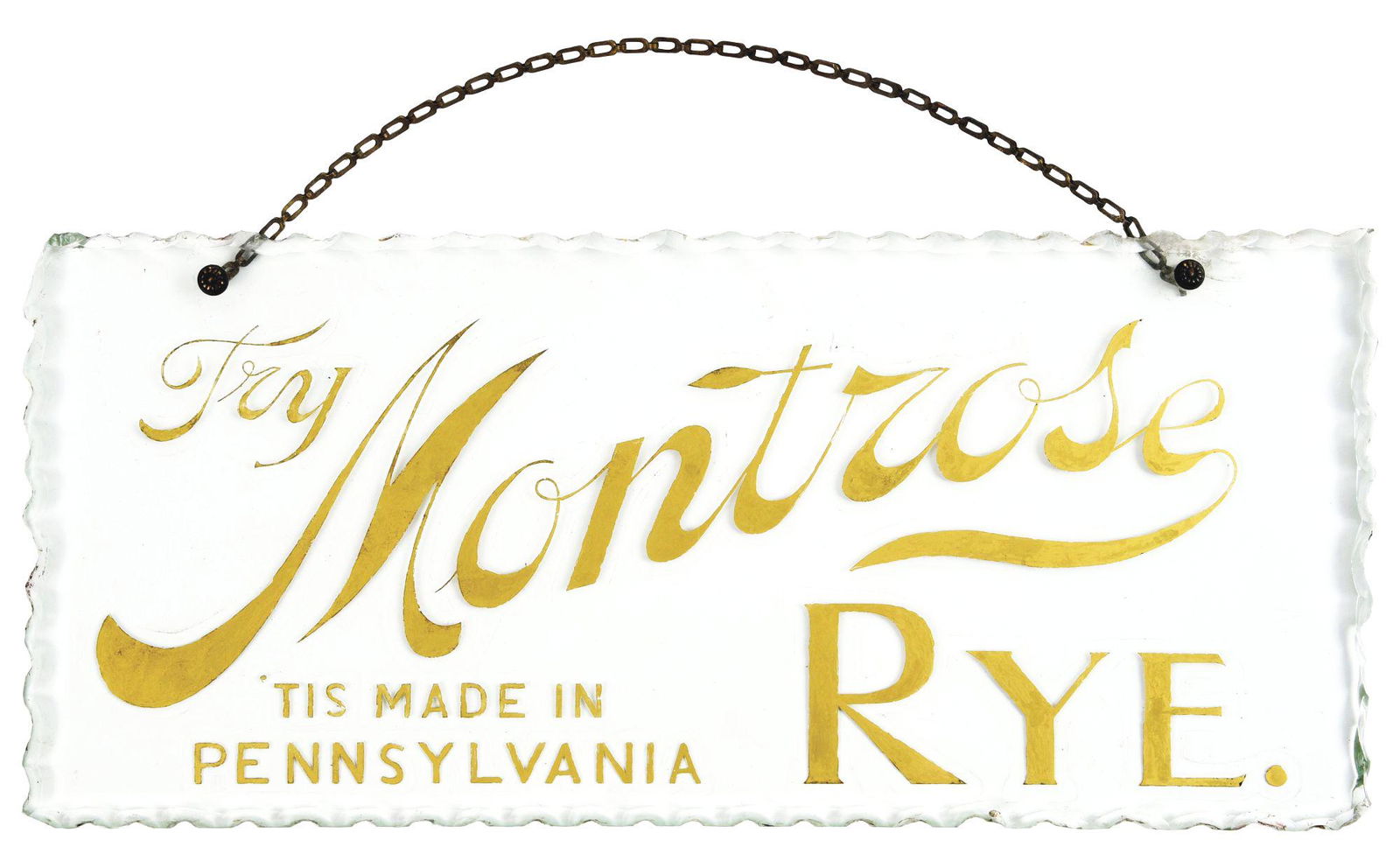 MONTROSE RYE GLASS SIGN. (1 of 2)