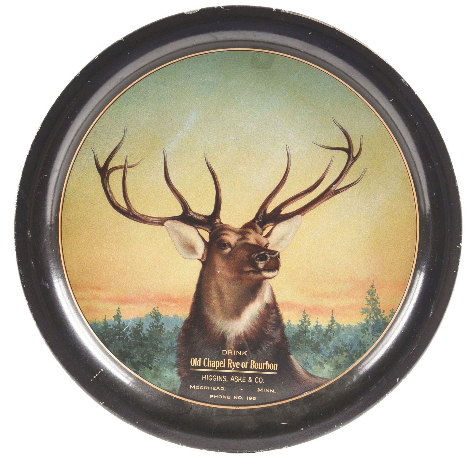 OLD CHAPEL RYE OR BOURBON ADVERTISING TRAY. (1 of 3)