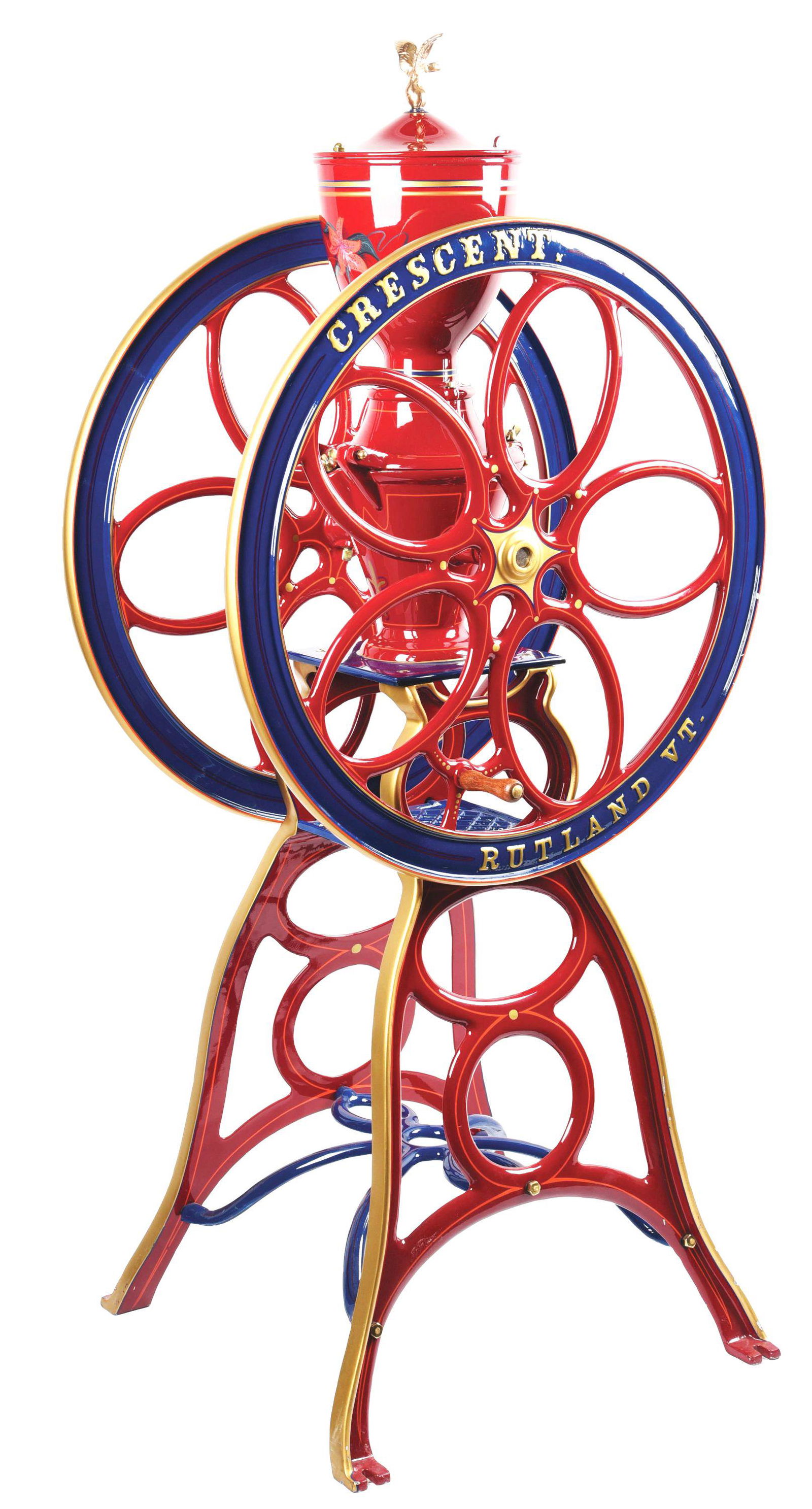 CRESCENT FLOOR MODEL TWO-WHEEL COFFEE MILL. (1 of 10)