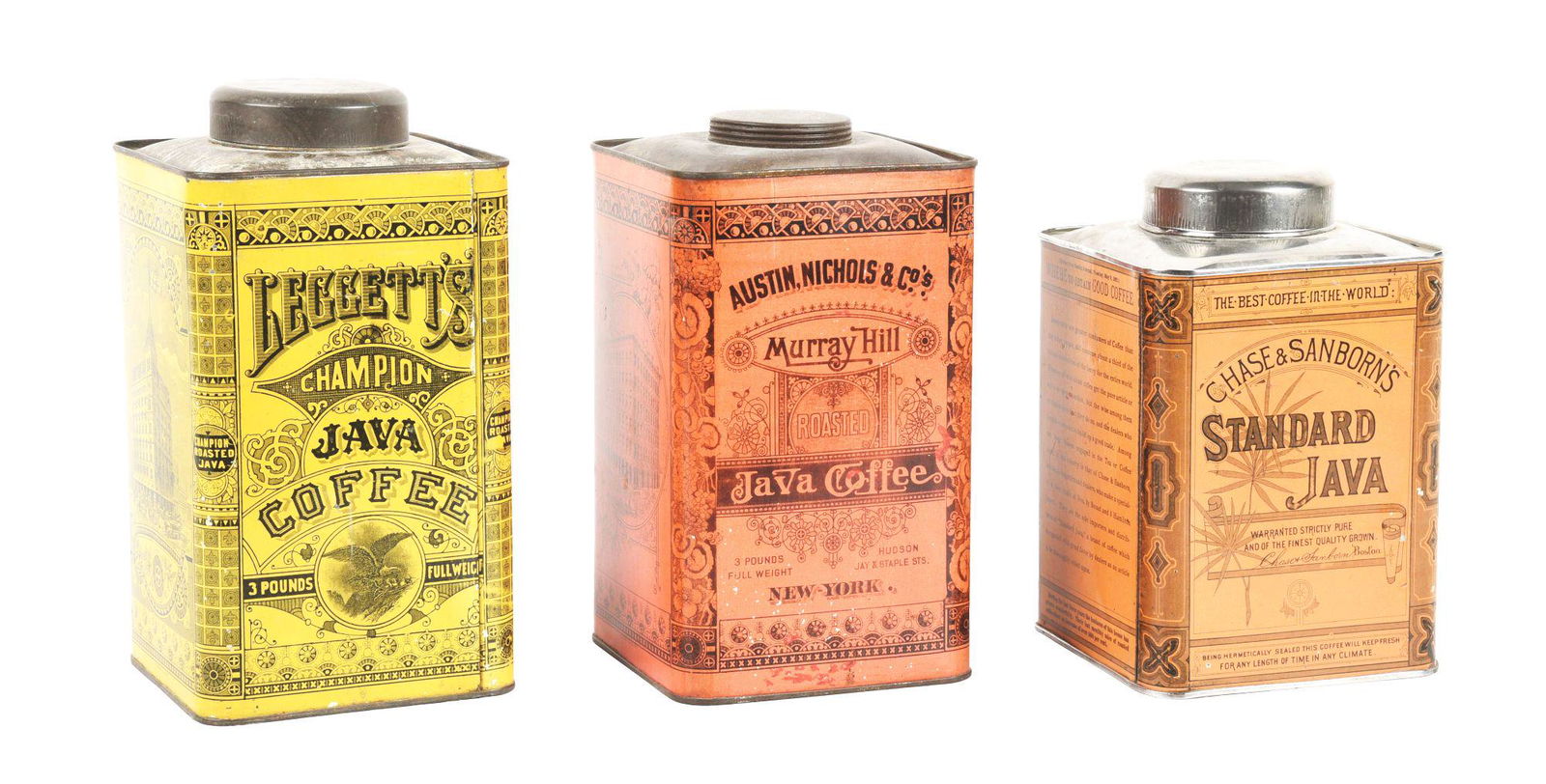 LOT OF 3: COFFEE TINS. (1 of 7)