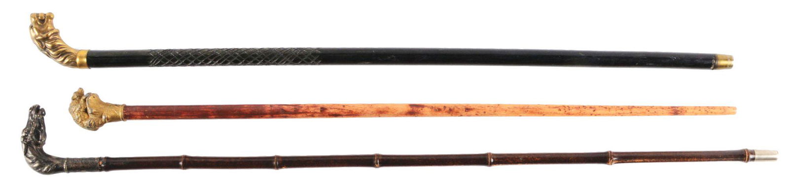 LOT OF 3: CANES WITH ANIMAL HANDLES. (1 of 14)