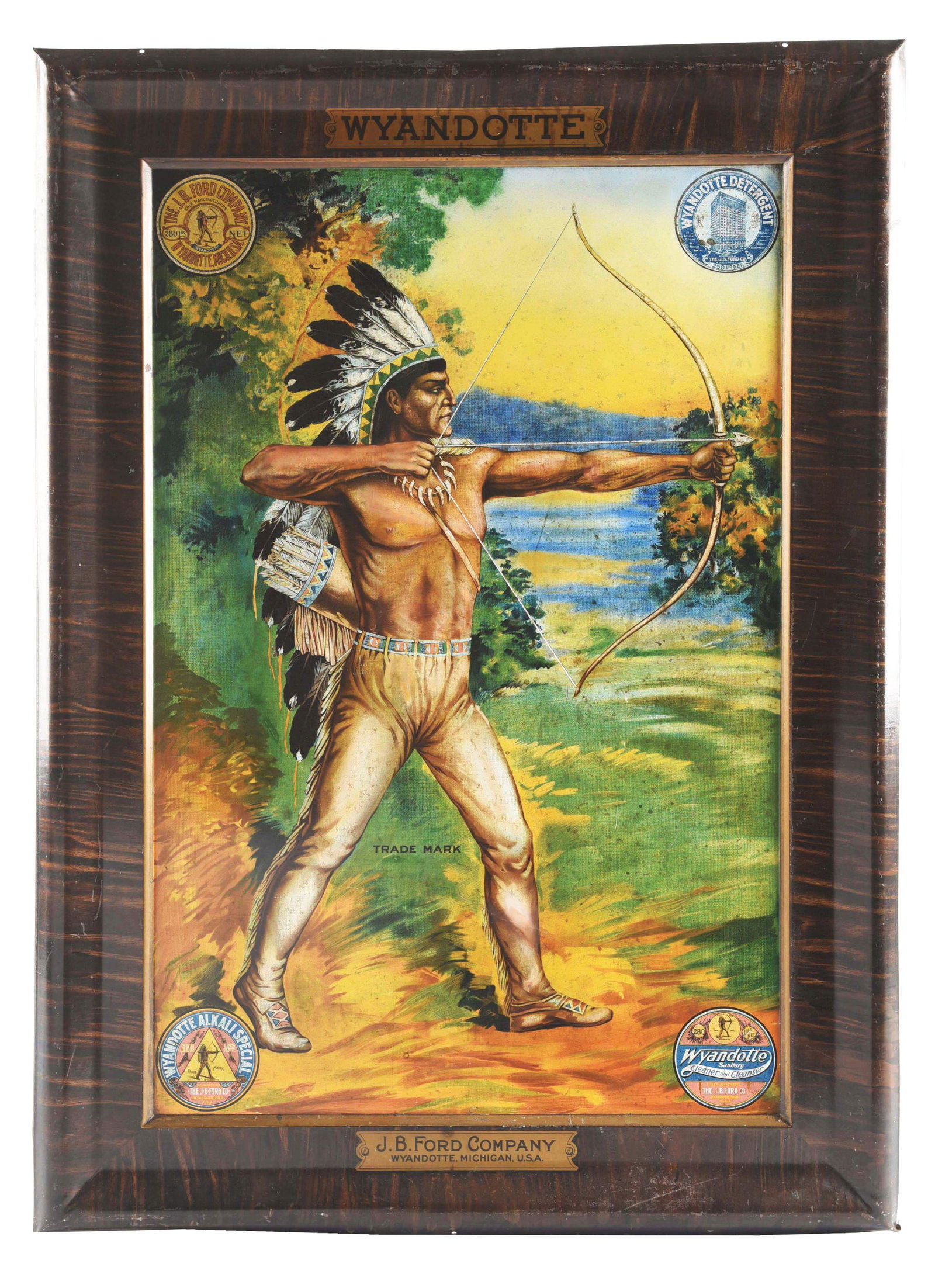 SELF FRAMED J.B. FORD COMPANY WYANDOTTE SIGN. (1 of 3)