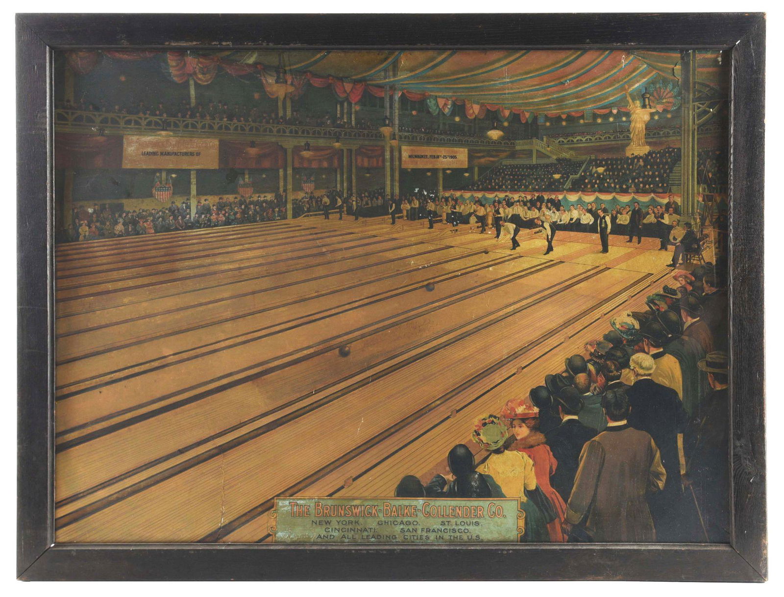 BRUNSWICK BALKE-COLLENDER CO FRAMED ADVERTISEMENT. (1 of 3)