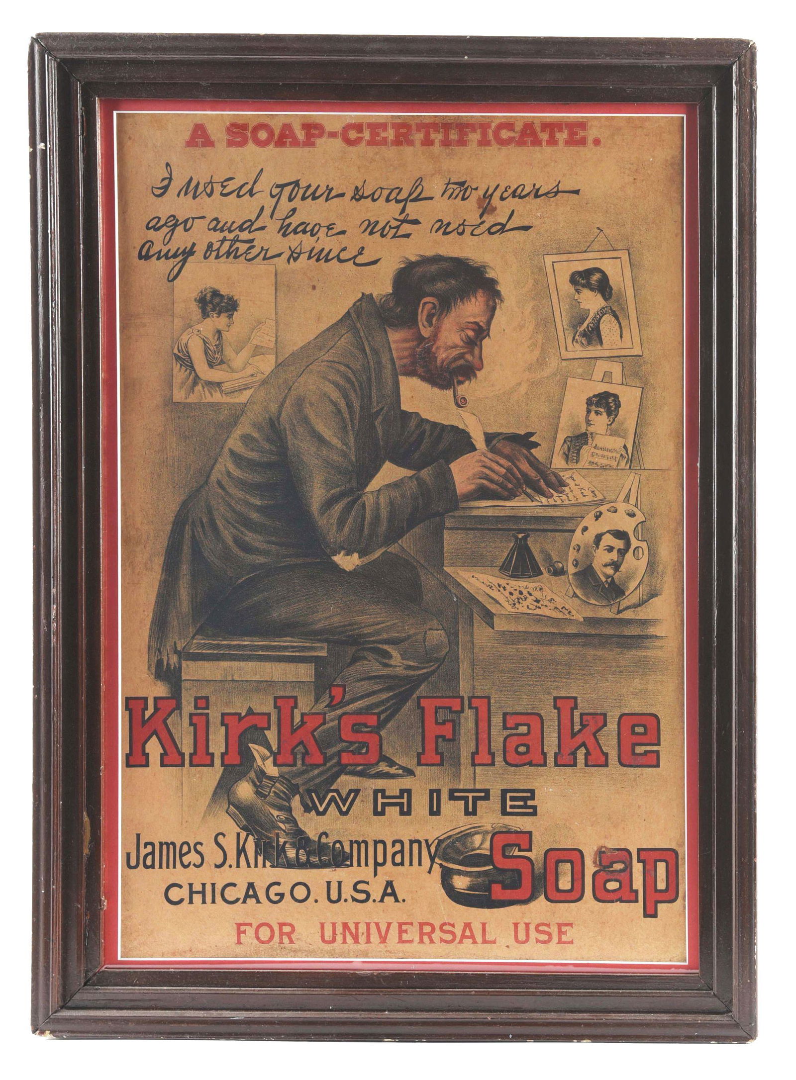 FRAMED KIRK'S FLAKE SOAP AD. (1 of 3)