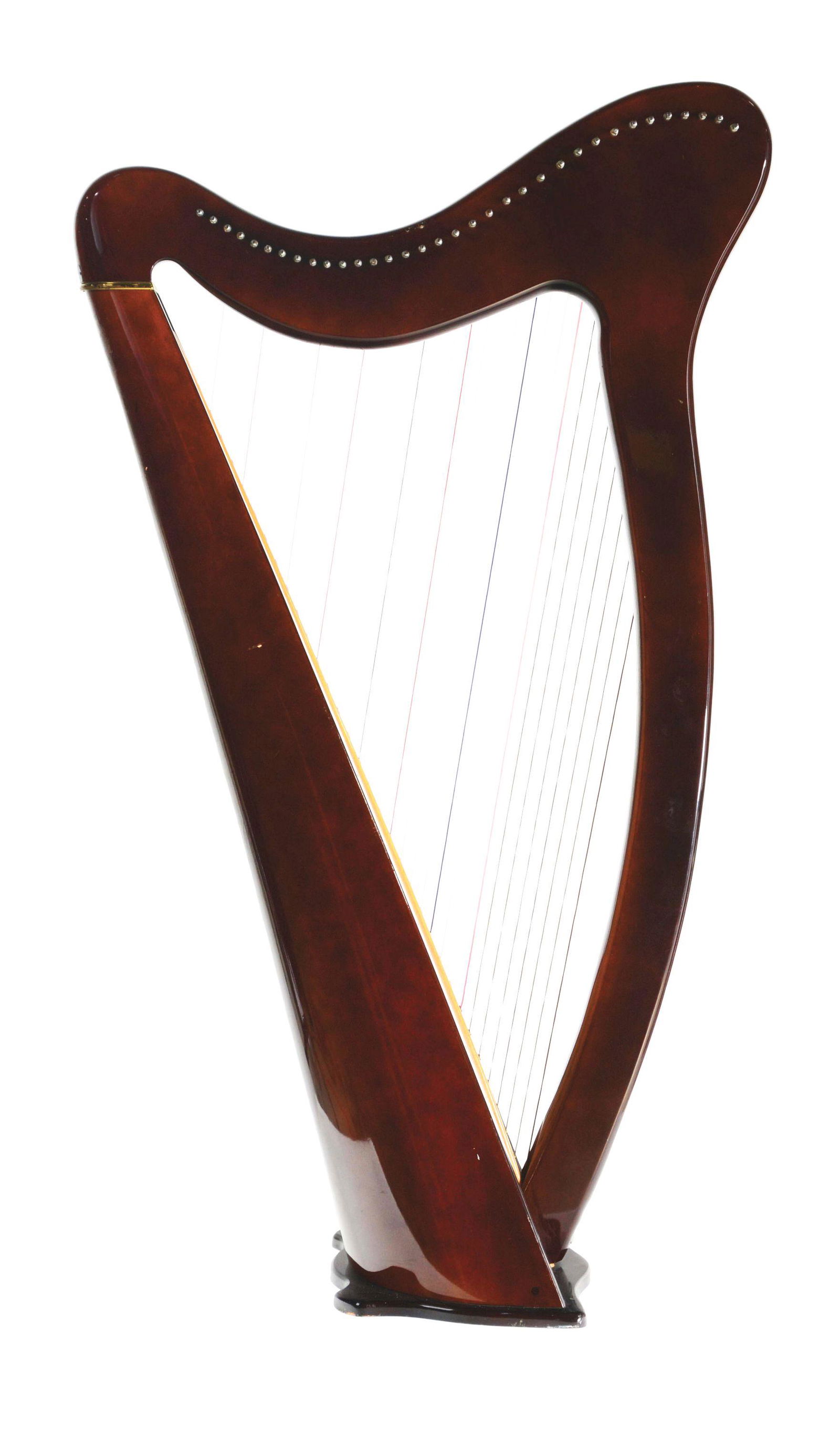 DEMURE SIZED AOYAMA HARP.: 1960, JAPAN: Aoyama Harp is a Japanese manufacturer of pedal harps and folk harps. Founded as the Aoyama Musical Instrument Manufacturing Company by Jitaro Aoyama in 1897 in Fukui, later generations o