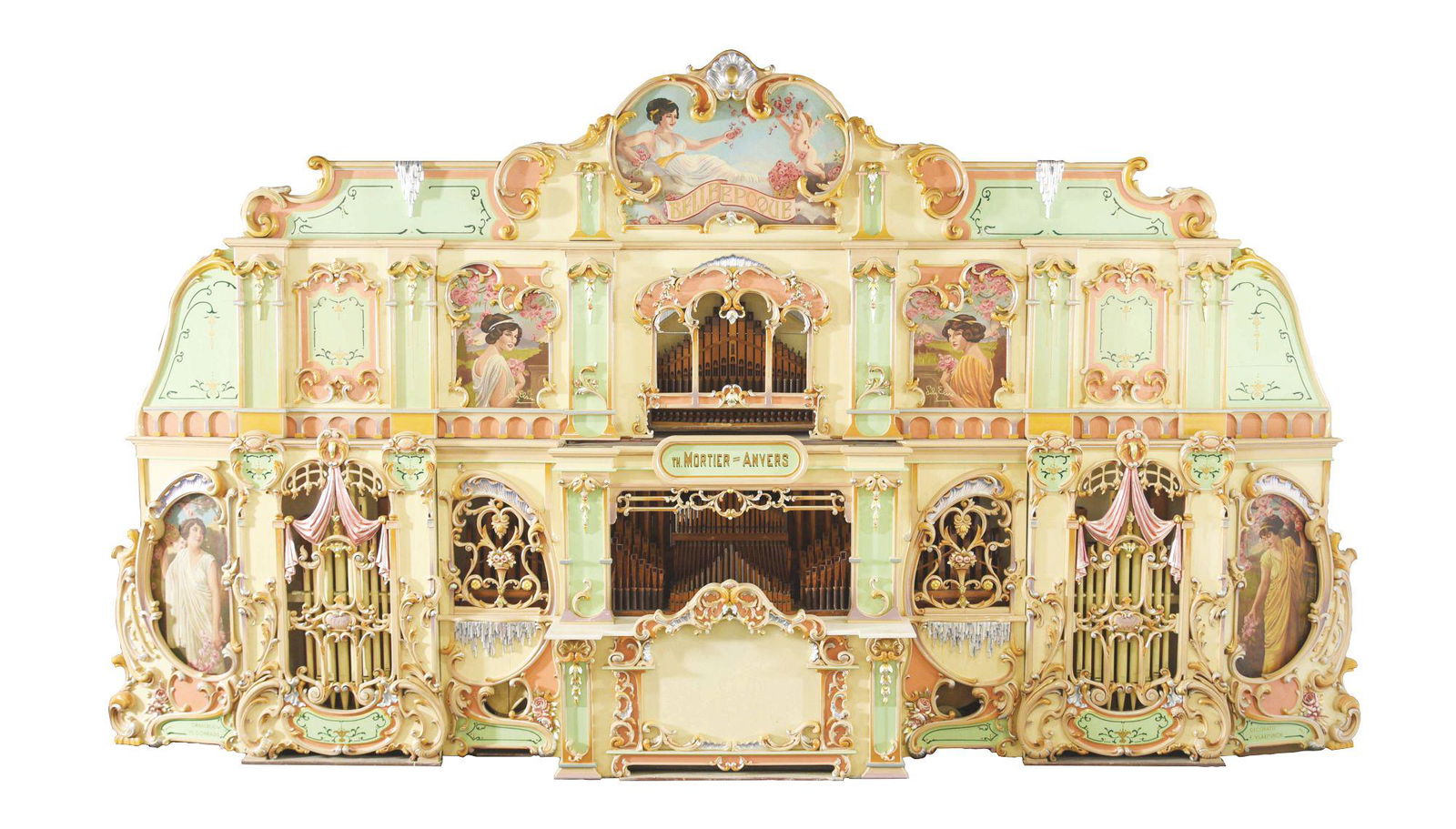 MORTIER 84 KEY DANCE ORGAN (BELLE EPOQUE).: 1912, BELGUIM: From the Belgium factories of Theofiel Mortier came some of the most elegant organs the world has ever known. Some were in the form of temples, other resembled palaces, and others with