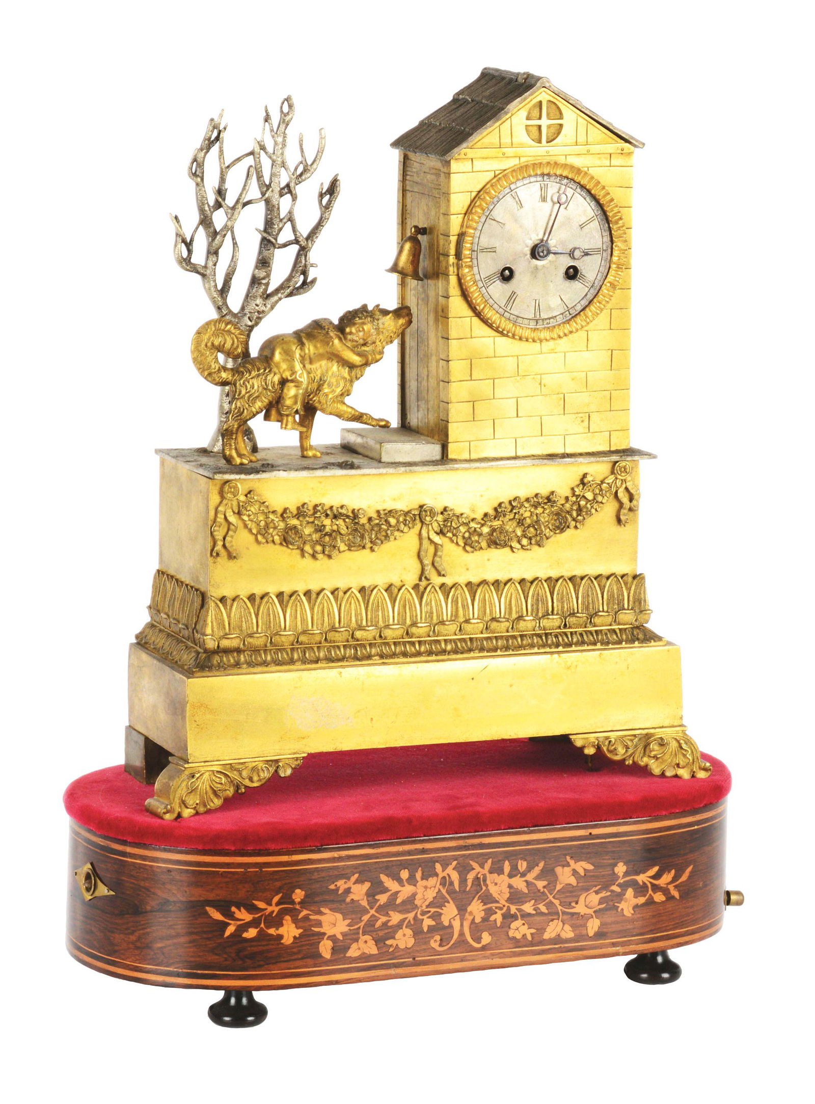 FIGURAL CLOCK TOWER MUSIC BOX WITH CLOCK. (1 of 6)