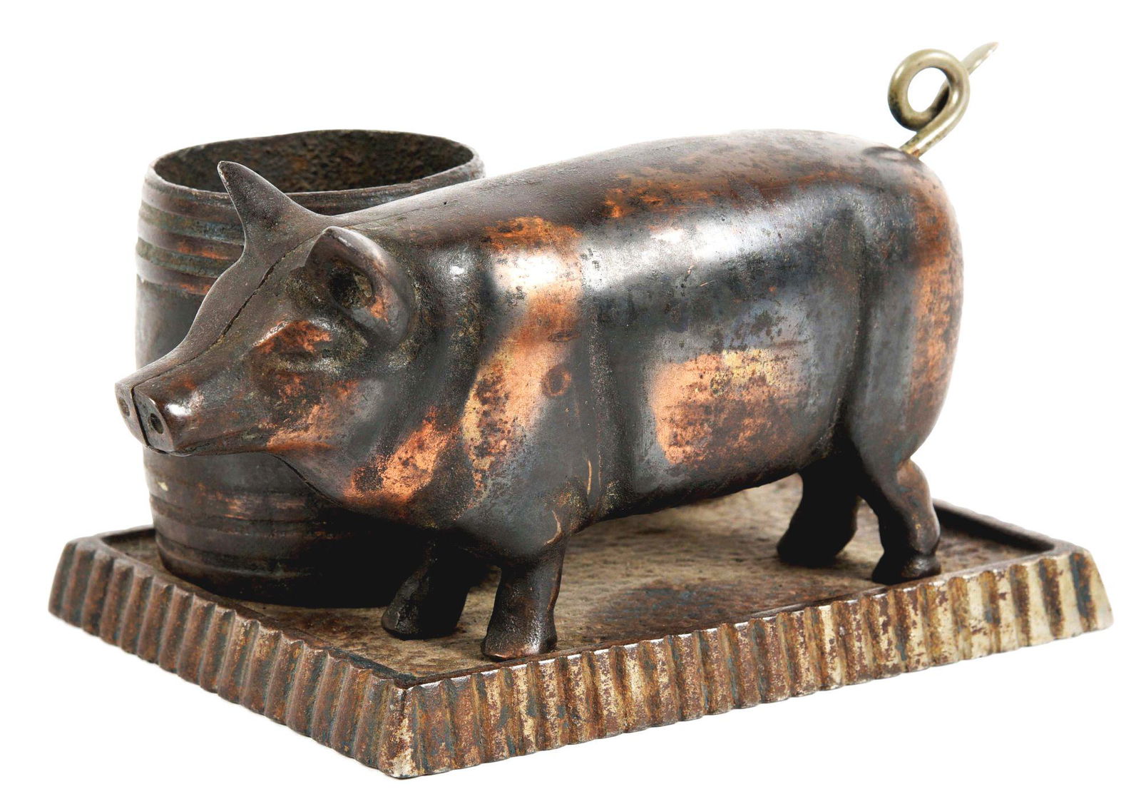 FIGURAL PIG CIGAR CUTTER CIGAR DESK SET.