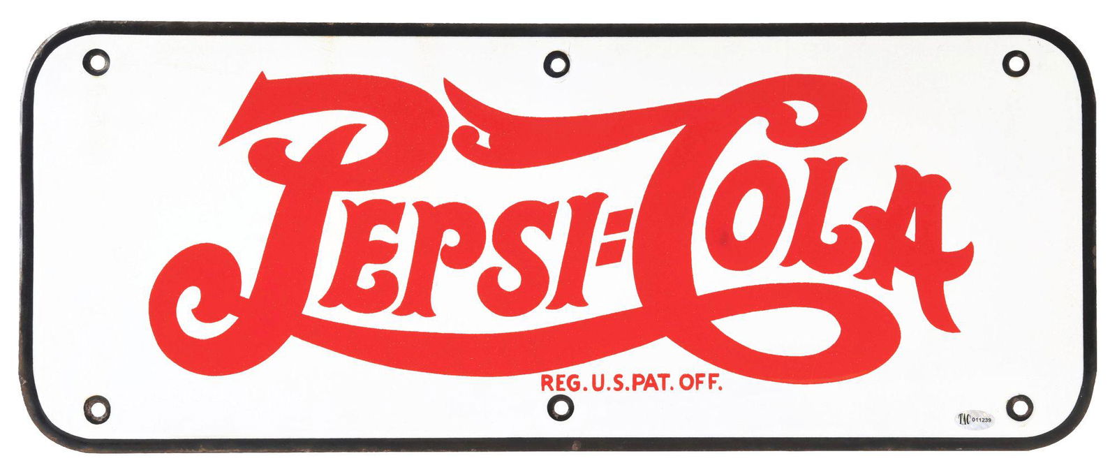 PEPSI COLA DOUBLE DOT PORCELAIN SIGN W/ PEPSI SCRIPT. (1 of 2)