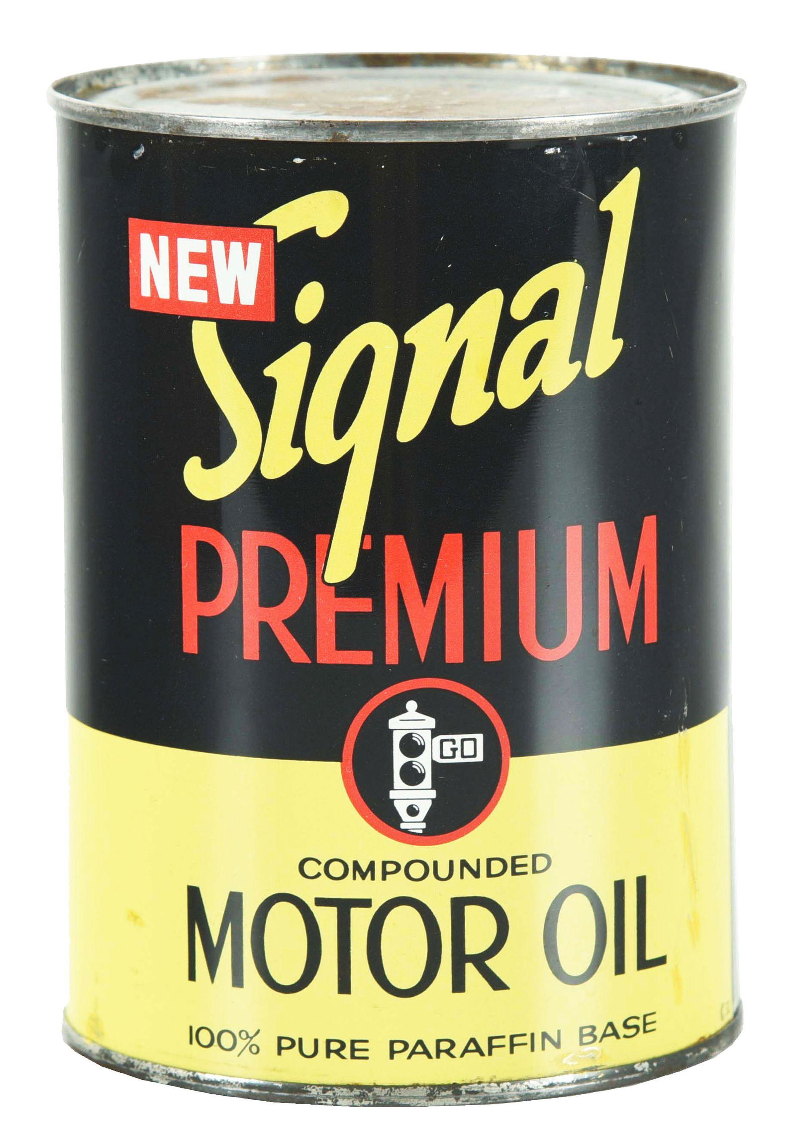 SIGNAL PREMIUM MOTOR OIL ONE QUART CAN W/ STOP LIGHT GRAPHIC. (1 of 4)