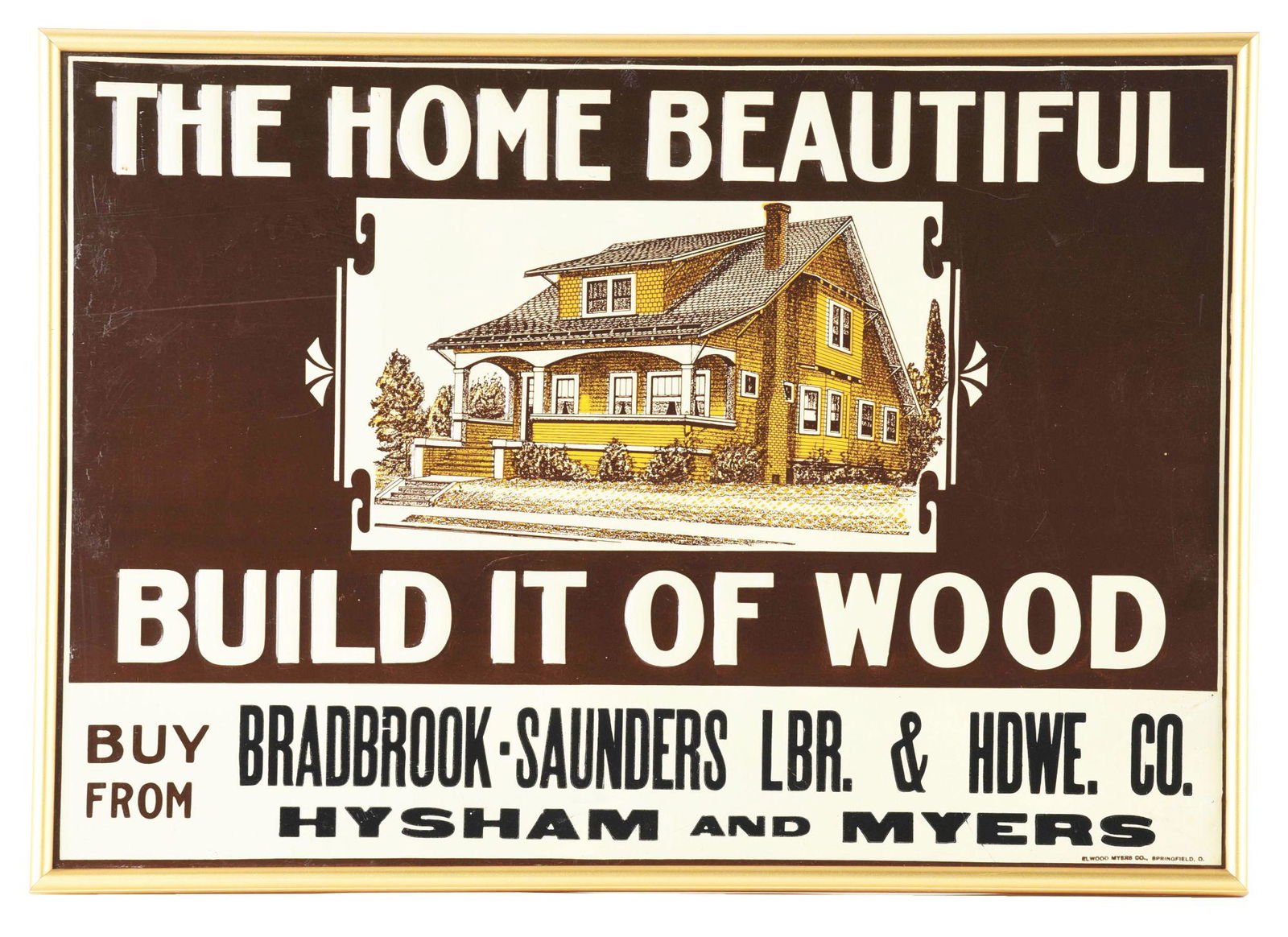THE BEAUTIFUL HOME EMBOSSED TIN HARDWARE COMPANY SIGN W/ HOUSE GRAPHIC. (1 of 3)