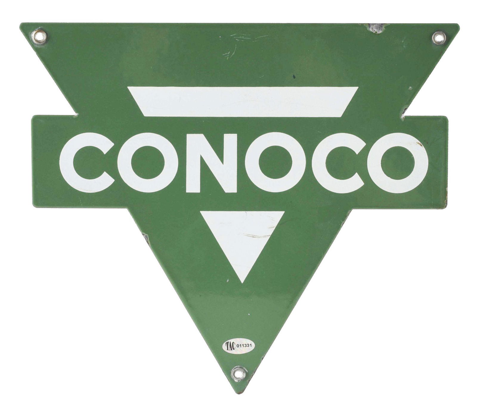 CONOCO GASOLINE PORCELAIN PUMP PLATE SIGN. (1 of 2)