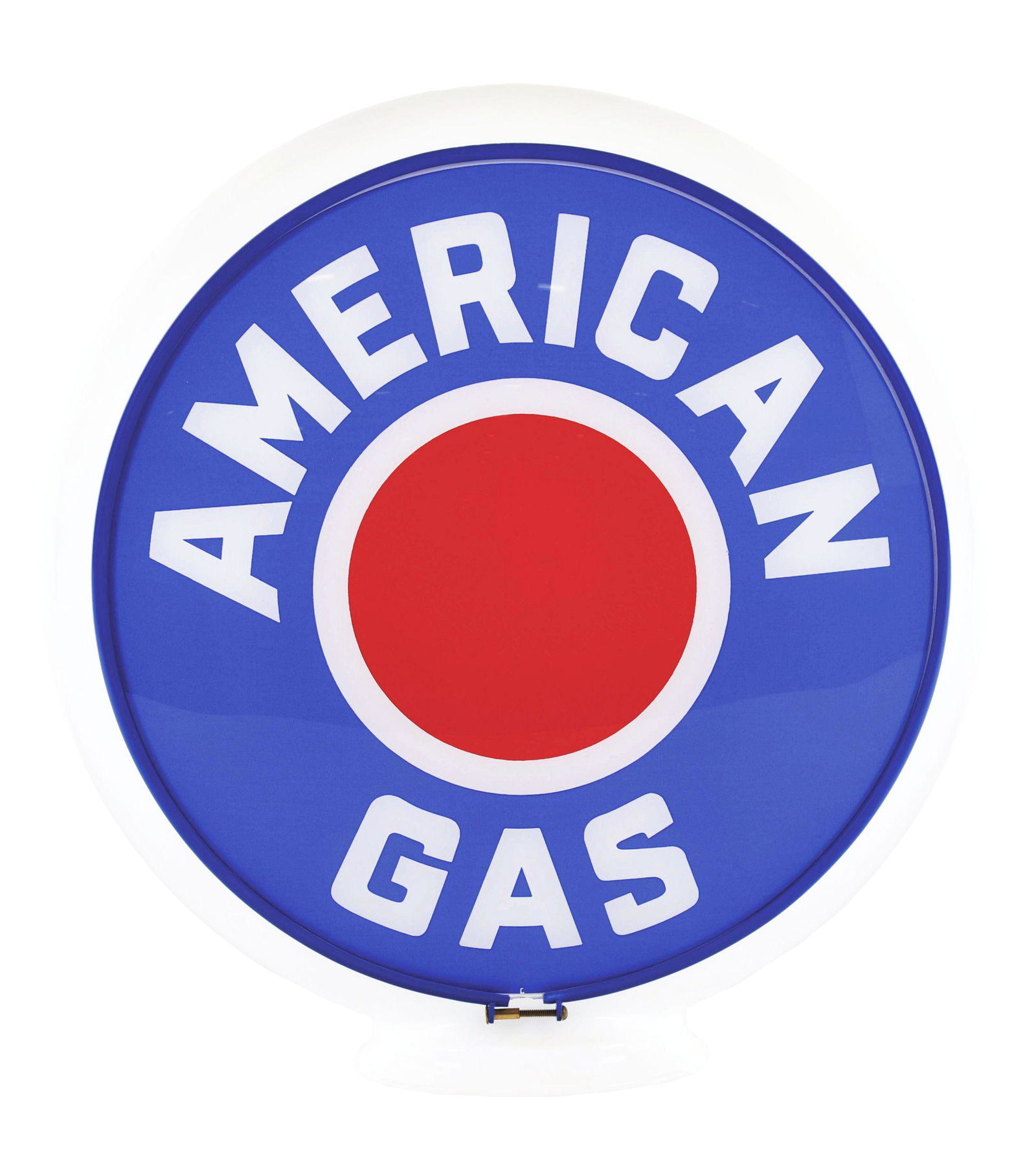 AMERICAN GAS COMPLETE 13.5" GLOBE ON MILK GLASS GILL BODY. (1 of 3)