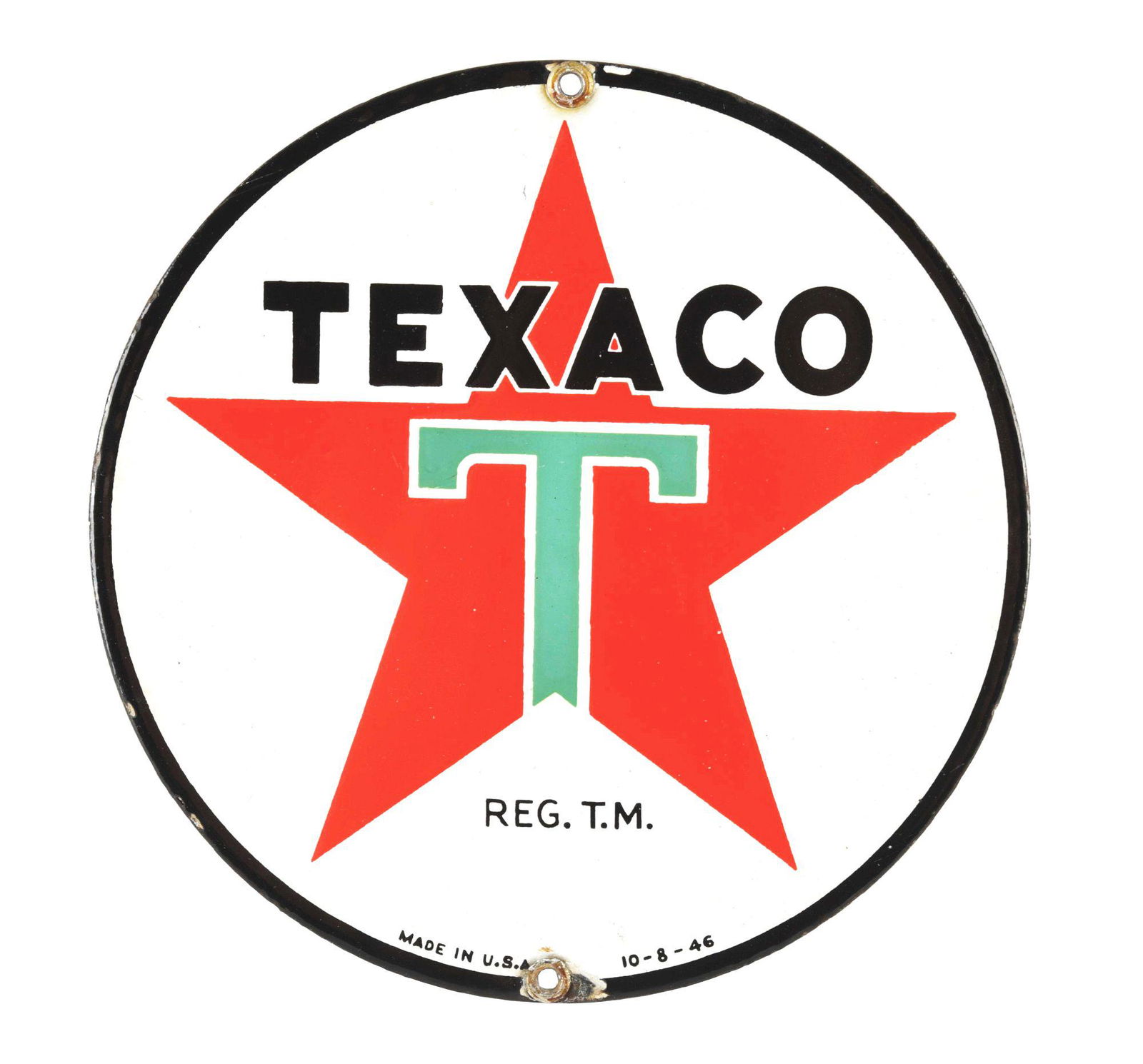 TEXACO MOTOR OIL PORCELAIN OIL CART SIGN. (1 of 3)