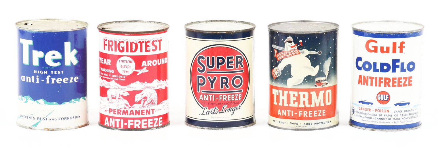 Collection Of 5 Antifreeze One Quart Cans.