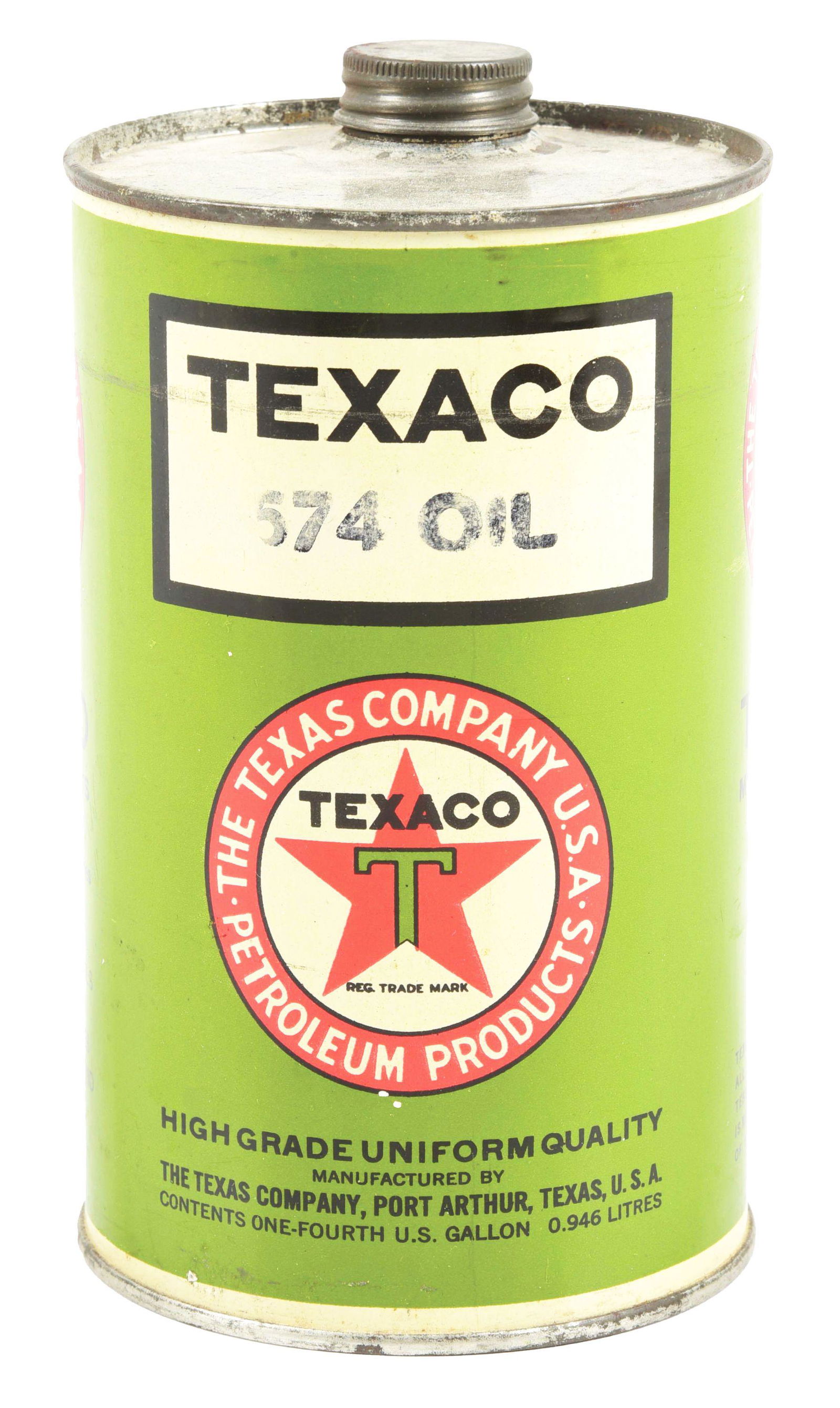 TEXACO 574 MOTOR OIL 1 QUART CAN. (1 of 4)
