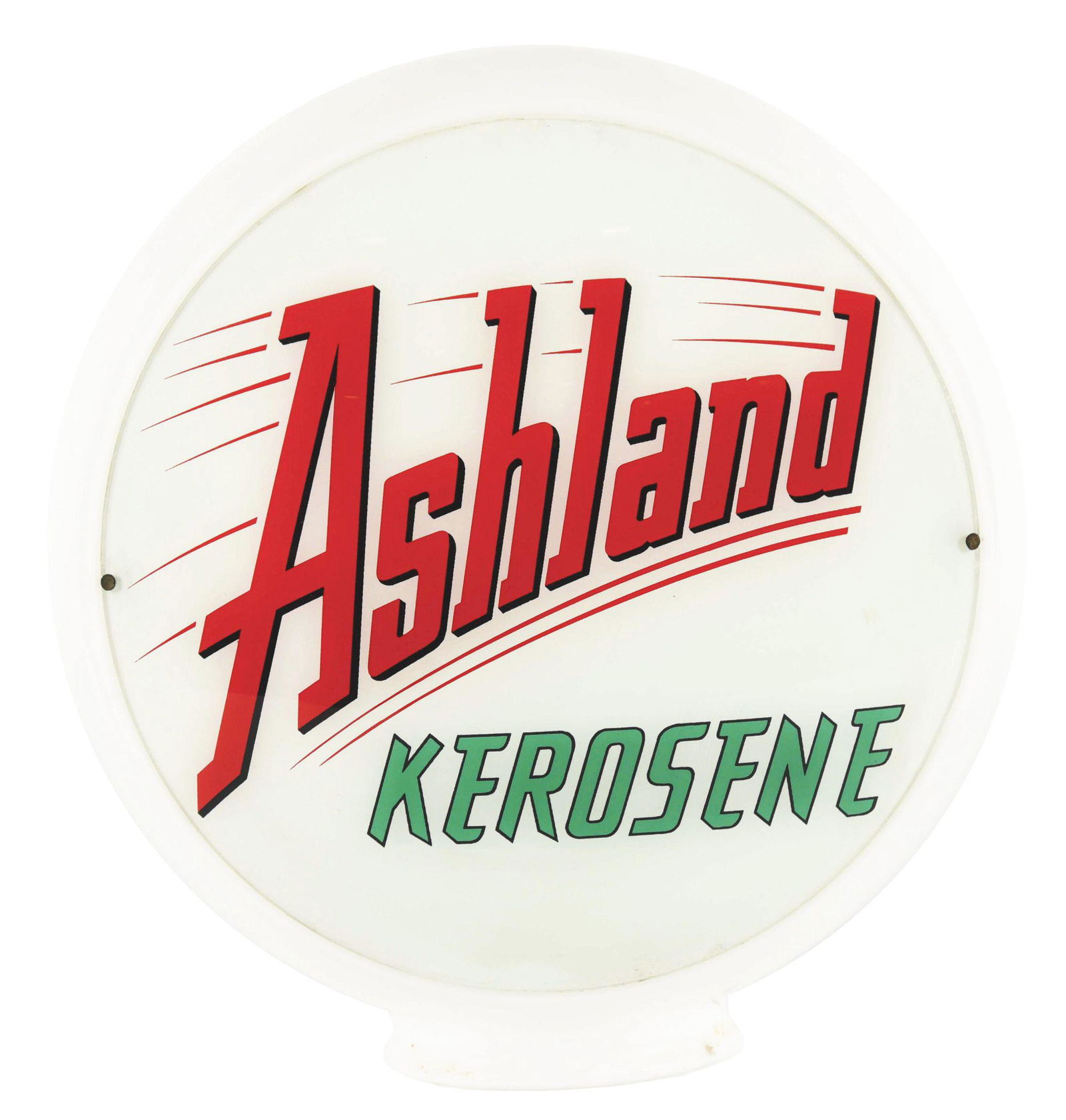 ASHLAND KEROSENE COMPLETE 13.5" GLOBE ON WIDE MILK GLASS BODY. (1 of 3)
