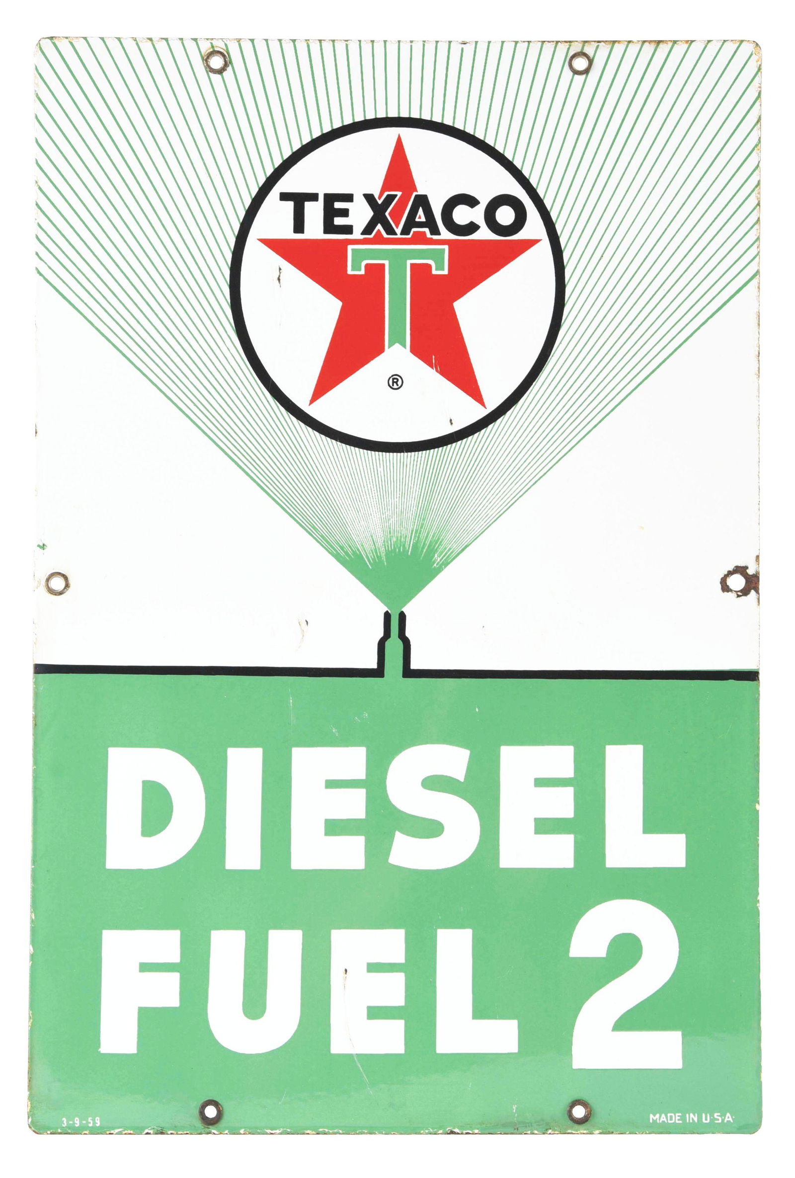 TEXACO DIESEL FUEL #2 PORCELAIN PUMP PLATE SIGN. (1 of 4)
