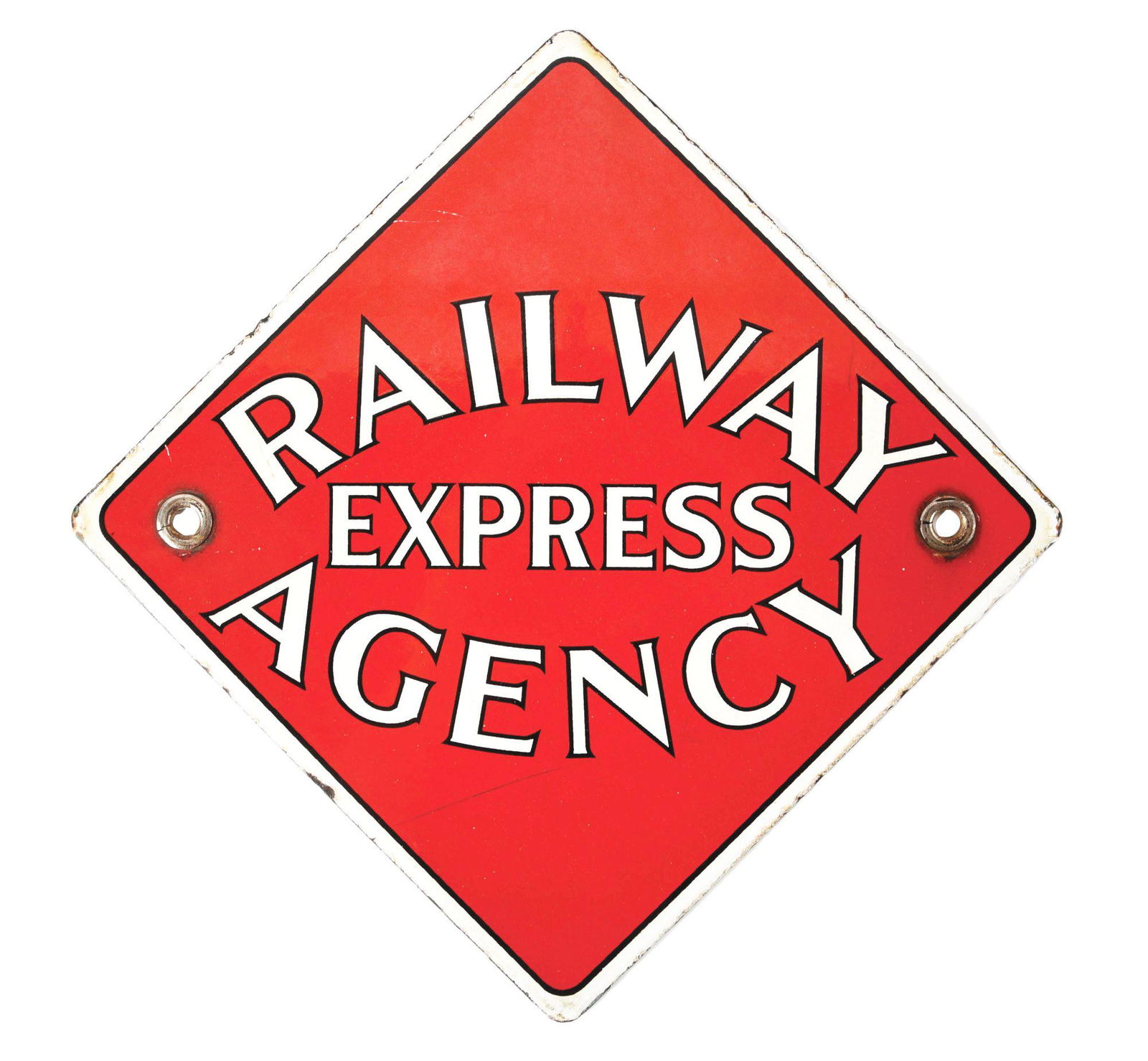 RAILWAY EXPRESS AGENCY PORCELAIN SIGN. (1 of 2)