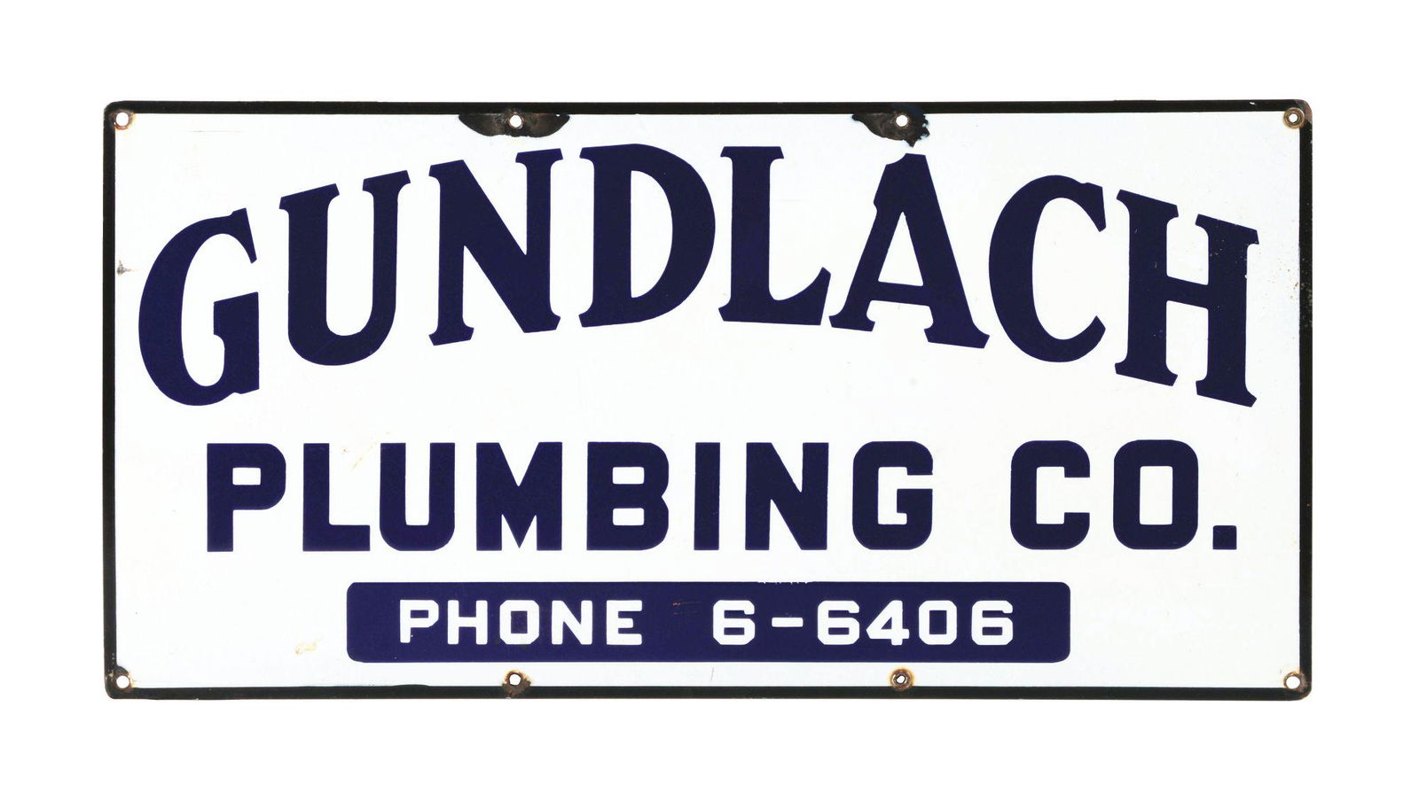 GUNDLACH PLUMBING SERVICE SIGN. (1 of 2)